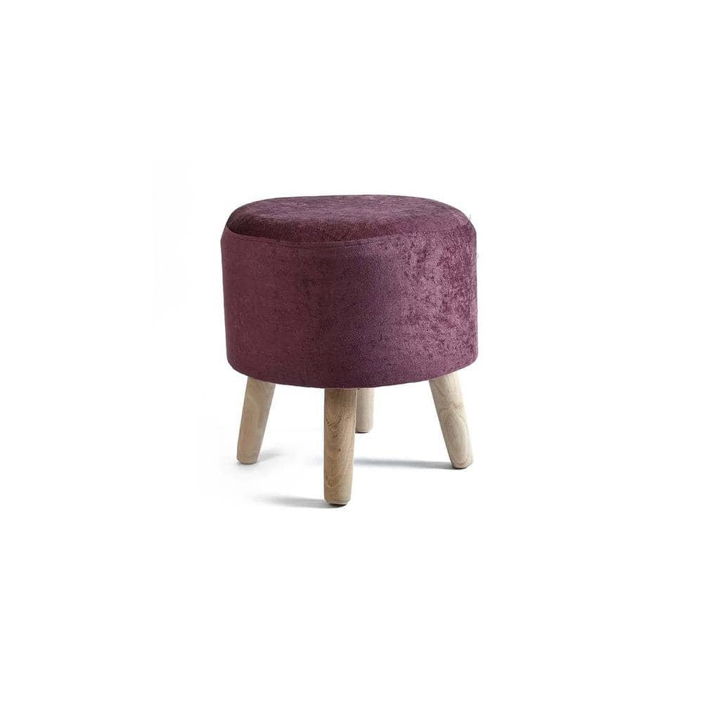 Melanie Solid Wood Stool in Purple Colour