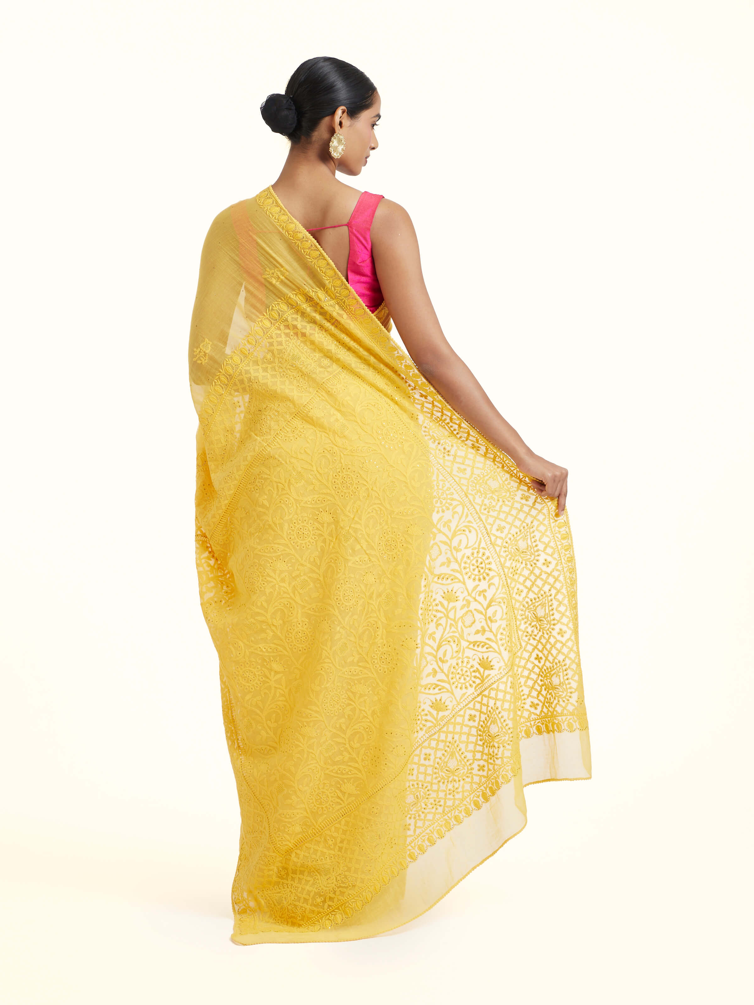 Mango Cotton Silk Chikankari Saree