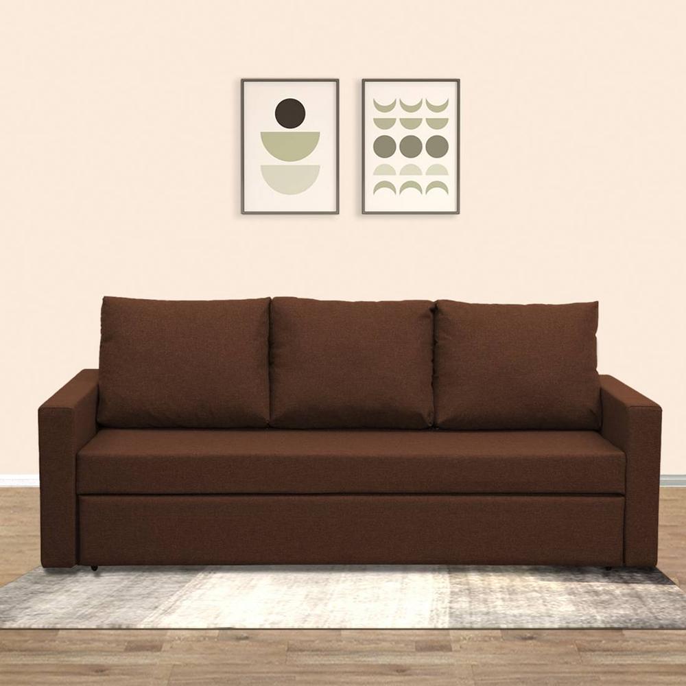 Akron 3 Seater Pull Out Sofa cum Bed  in Brown Colour - Home Lifestylez