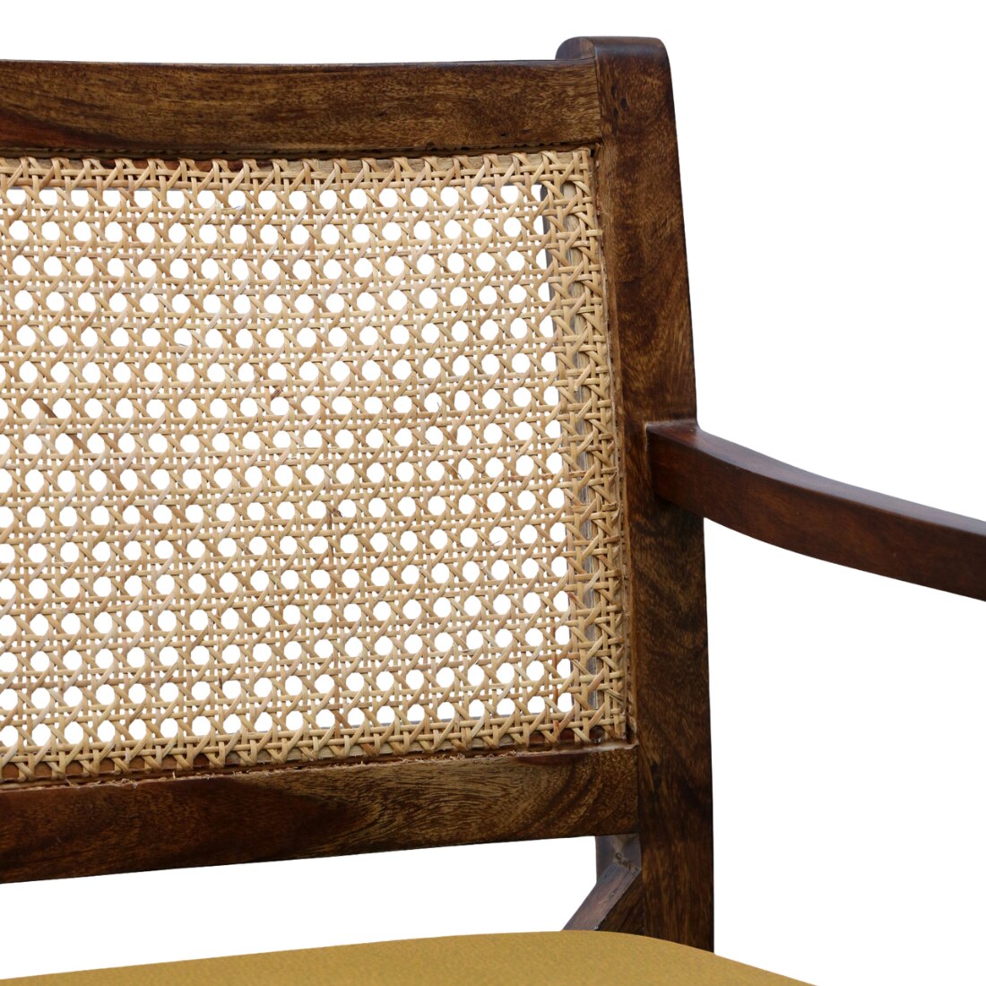 Provincial Cane & Suede Yellow Accent Chair