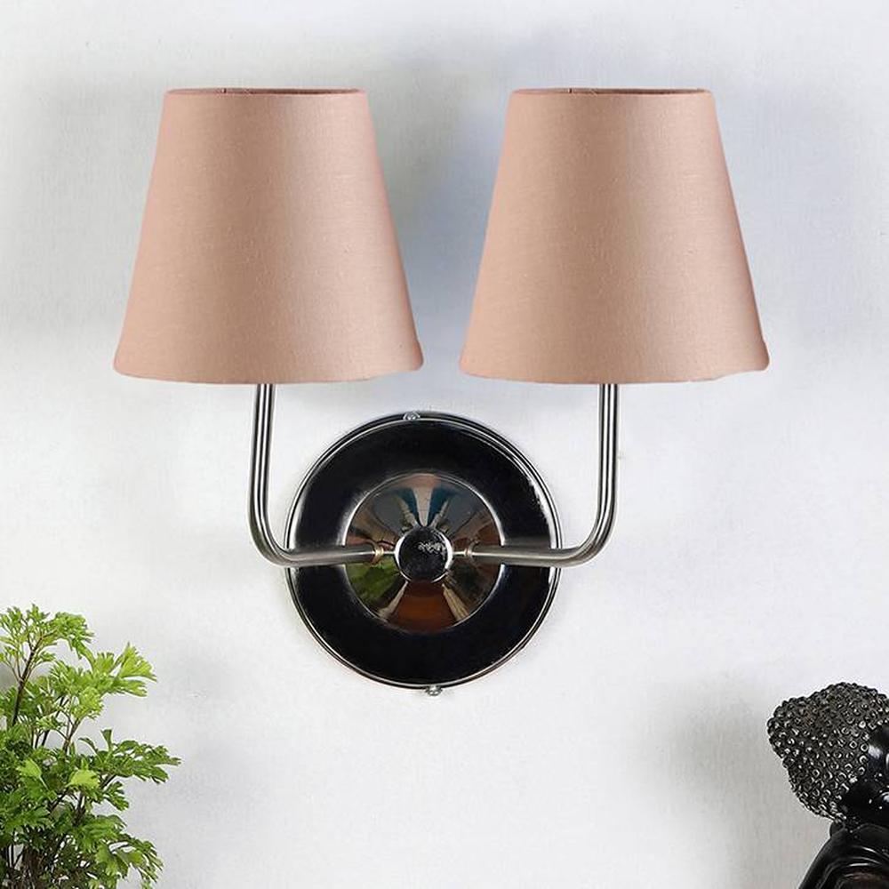 Beatrix Dual Off White Cotton Wall Mounted Lamp with Steel Base - Devansh