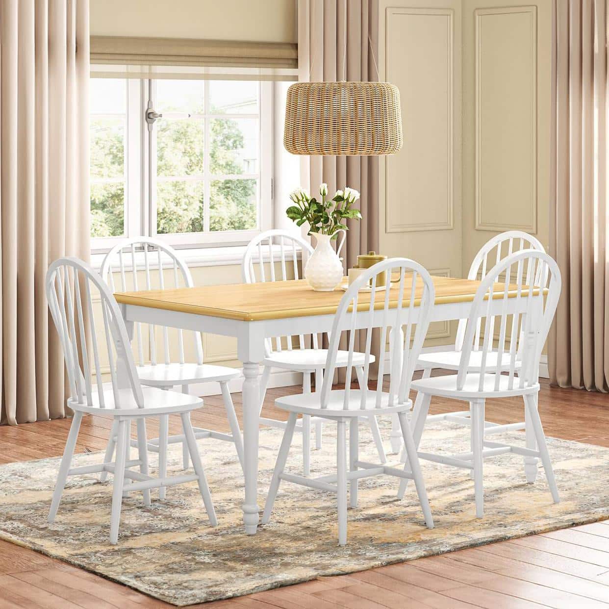 Roca Engineered Wood 6 Seater Dining Table In Two Tone Finish