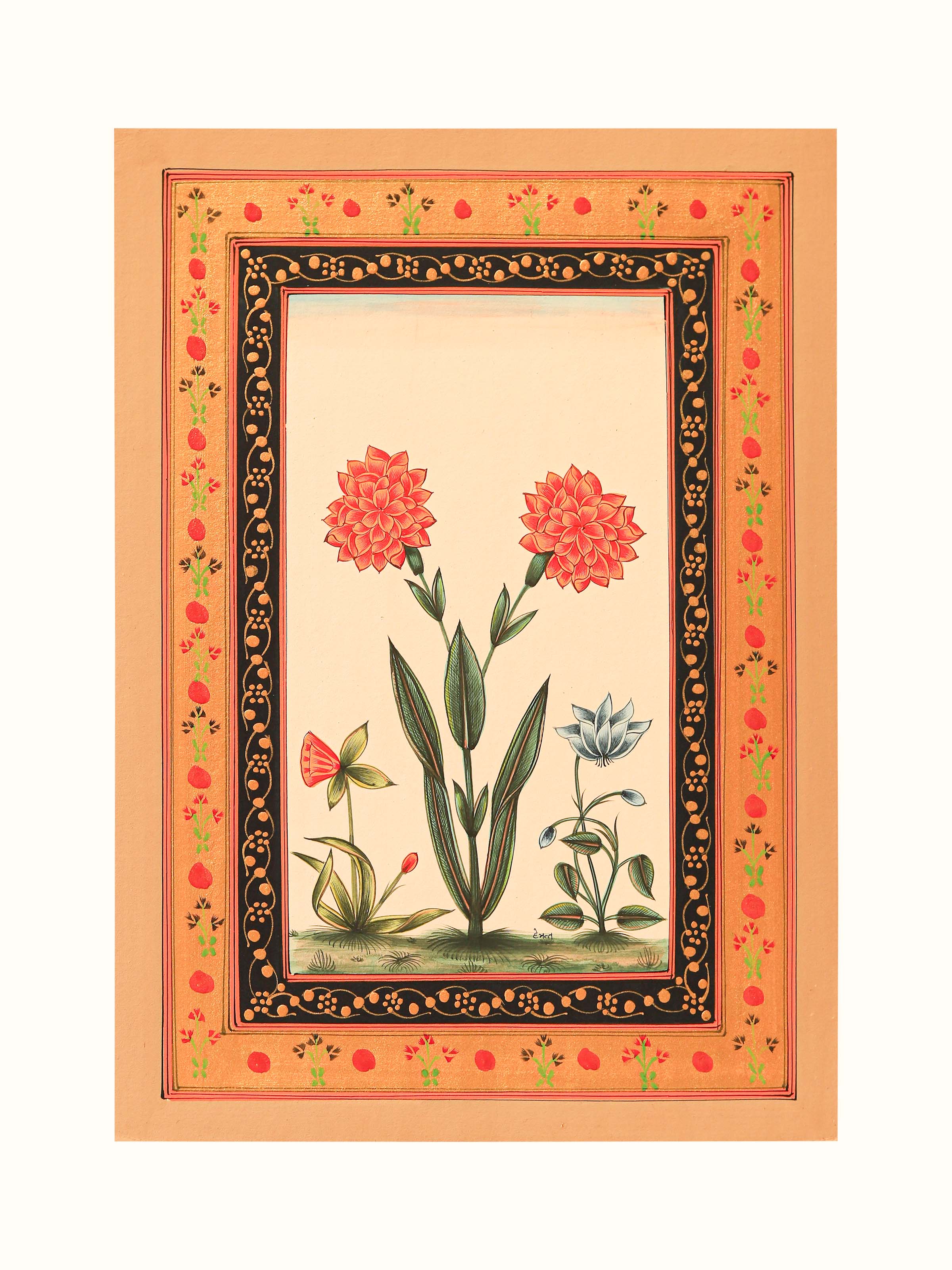 Flower Miniature Gold Patti Painting