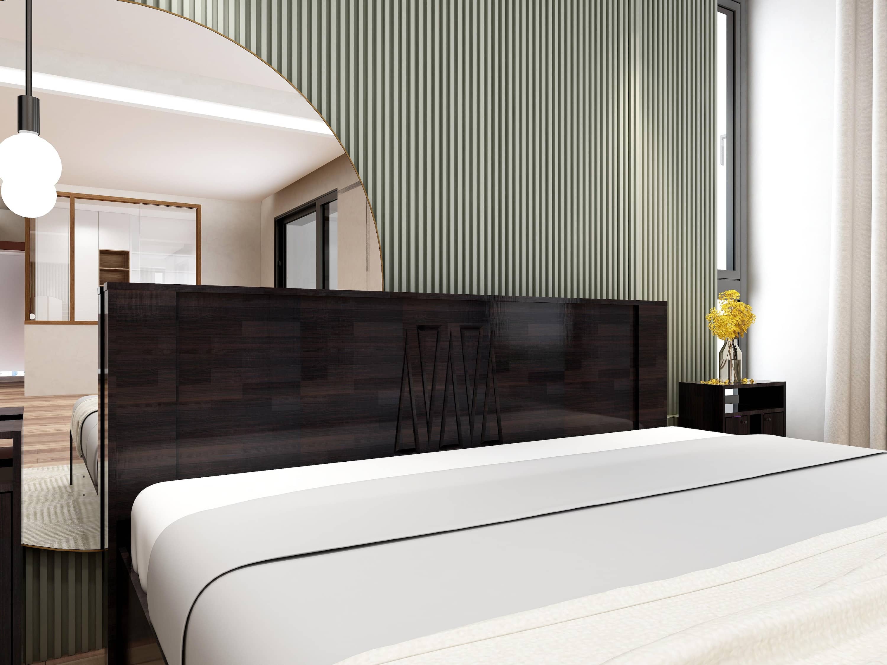 Ren Classic Bedroom Set – Queen Bed, 2-Door Wardrobe & Bedside Table in Wenge Finish – Engineered Wood