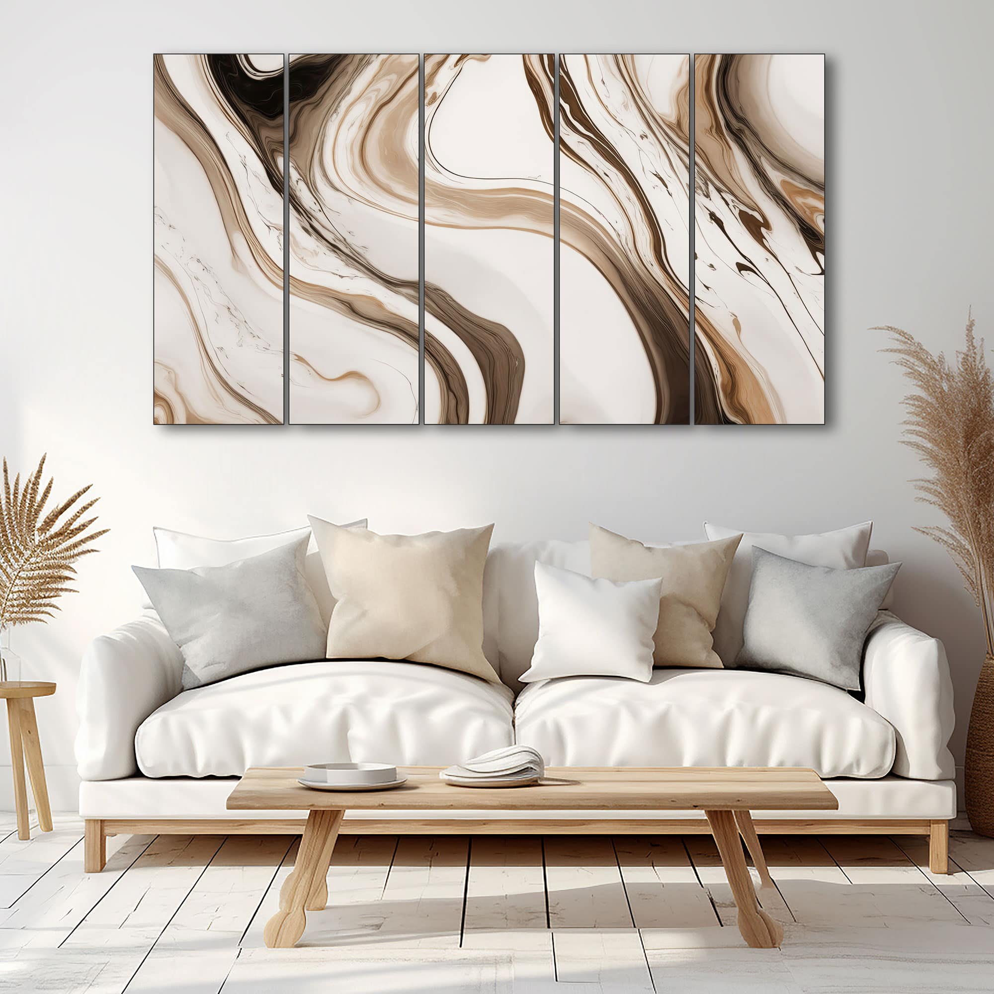 The Castle Decor Marble Abstract Art Wall Painting Wooden Framed Painting 27x48 Inch Style 5 - The Castle Decor