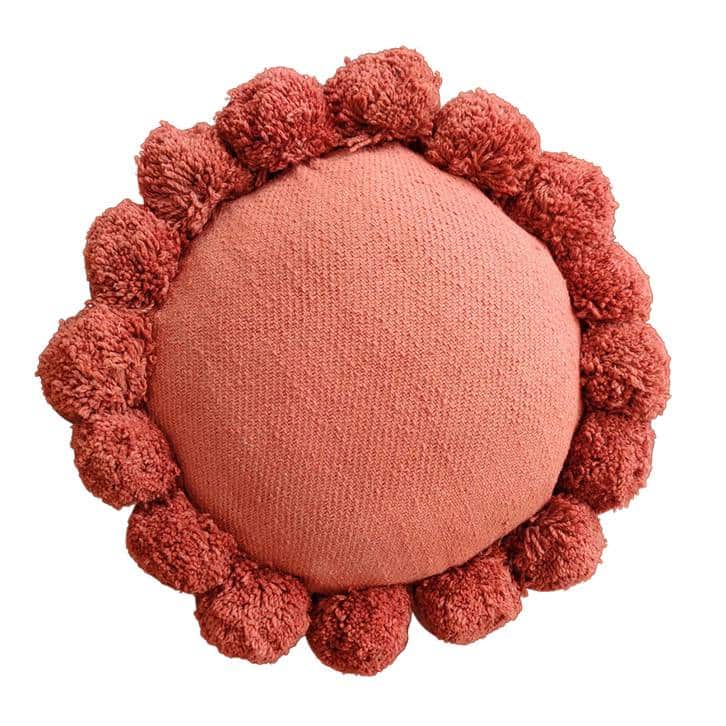 Handwoven Fluffy Pom-Pom Geranium Cushion Cover - Urban Ladder
