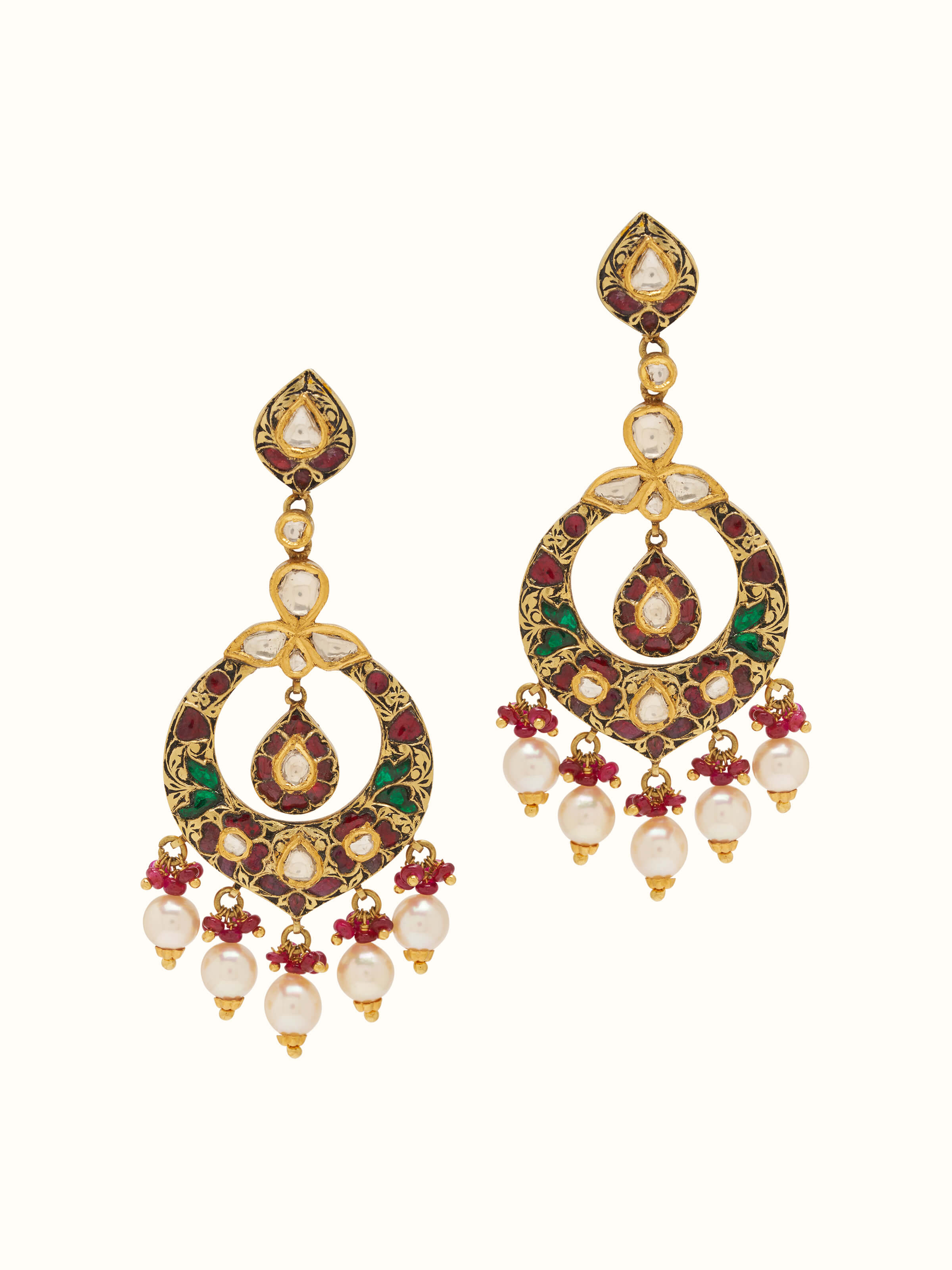 Partash 18 Karat Gold Chandabli Drop Earrings