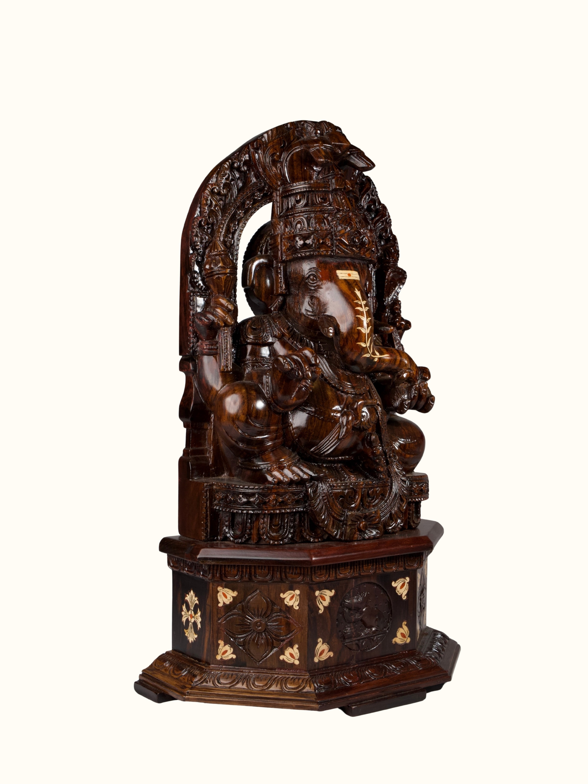 Mysore Rosewood Inlay Ganesha Idol