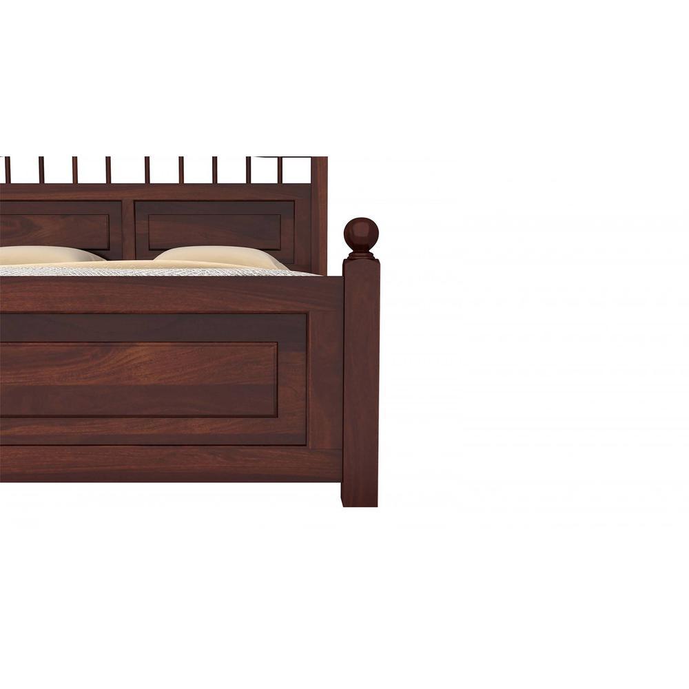 Axis Solid Wood King Size Non Storage Bed In Walnut Finish