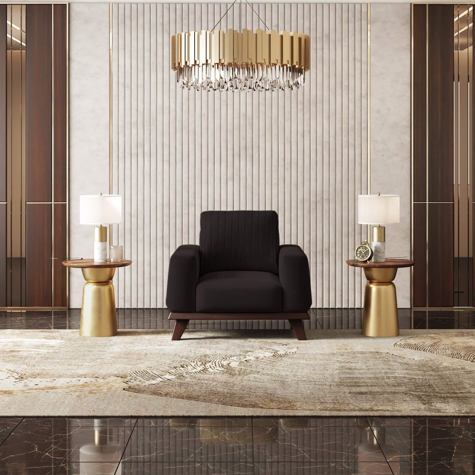Granada Premium 1 Seater Fabric Sofa in Deep Brown Velvet Colour
