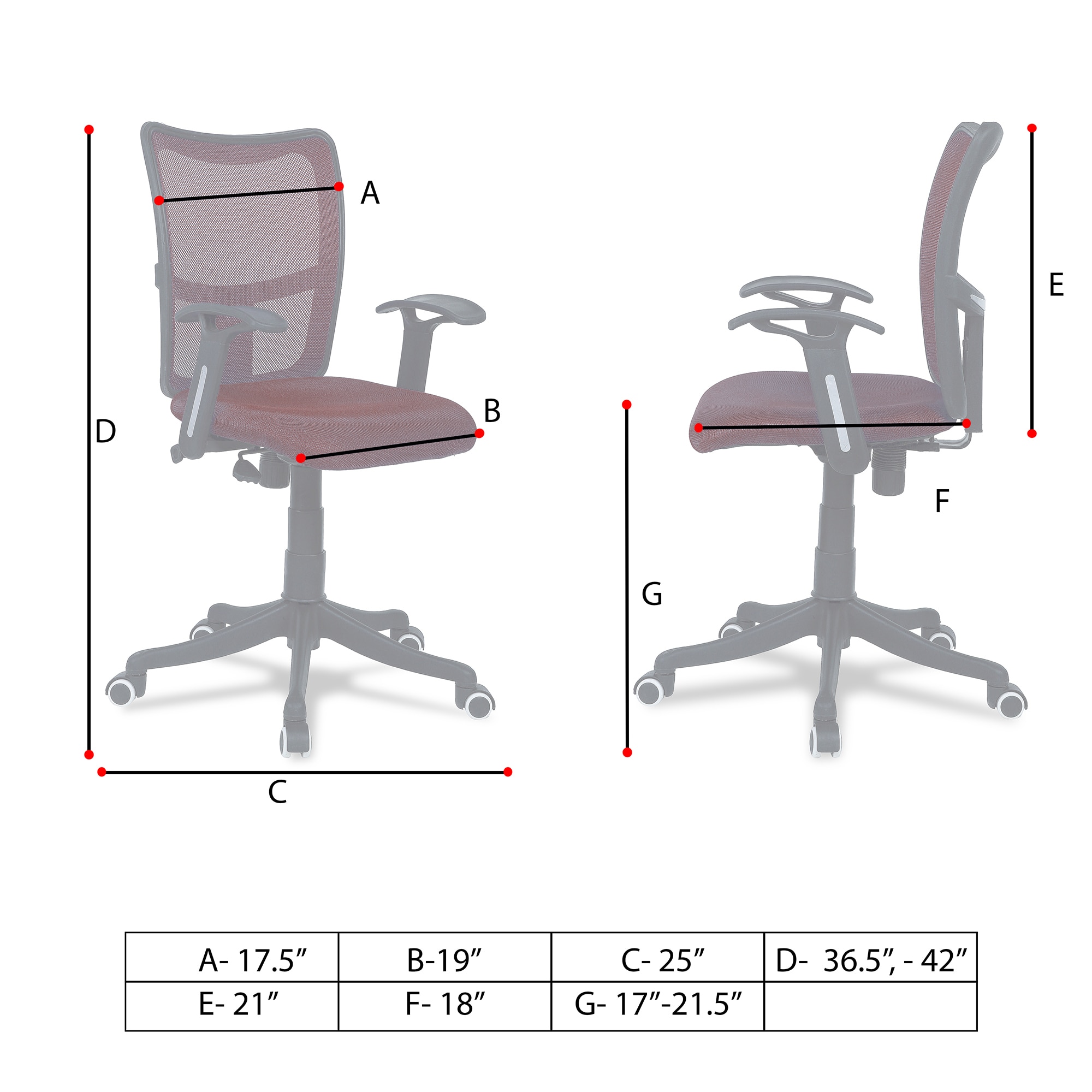 Eexcaeal Mid Back Ergonomic Chair in Brown Colour