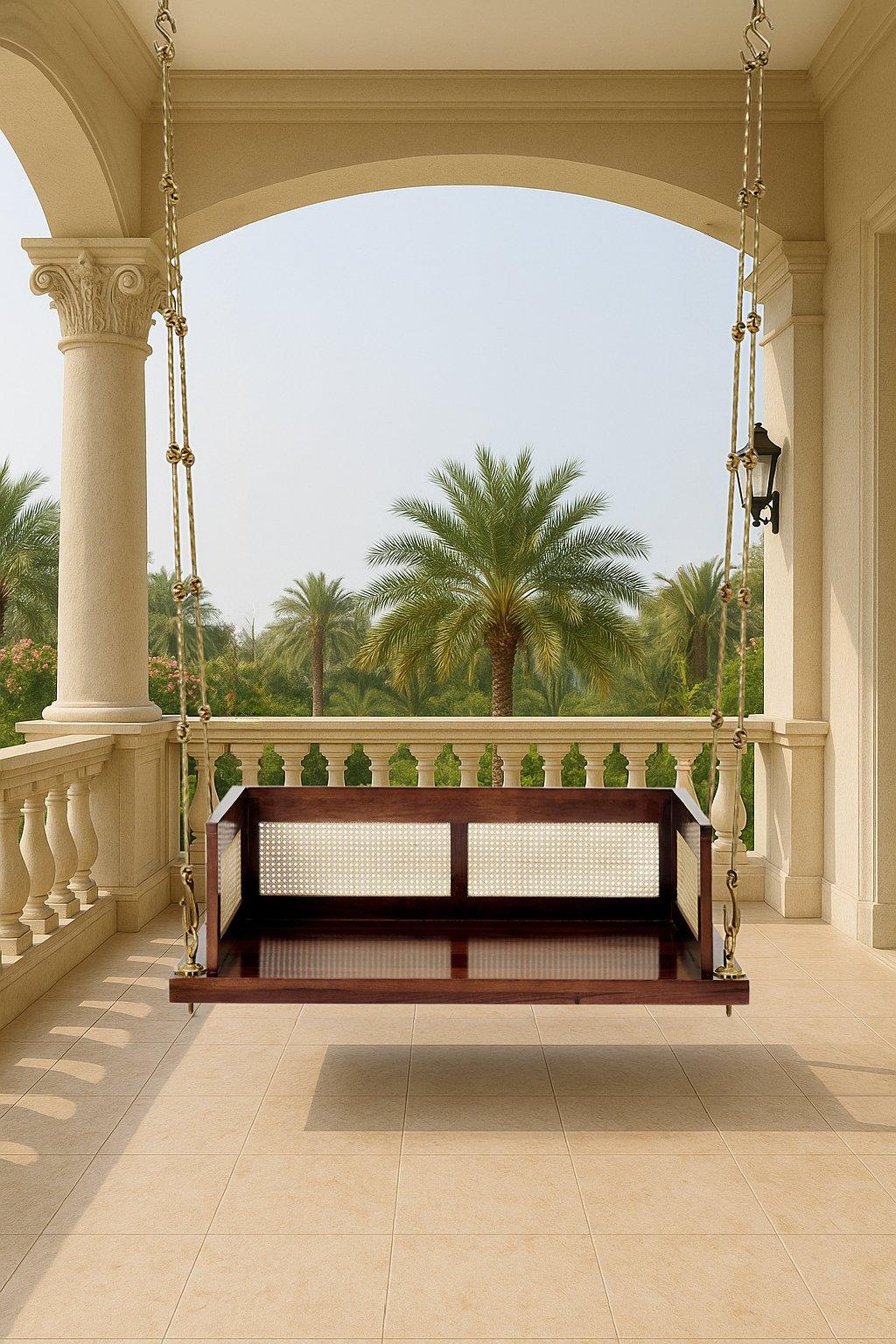 Sheesham Wood & Cane 2-seater Swing