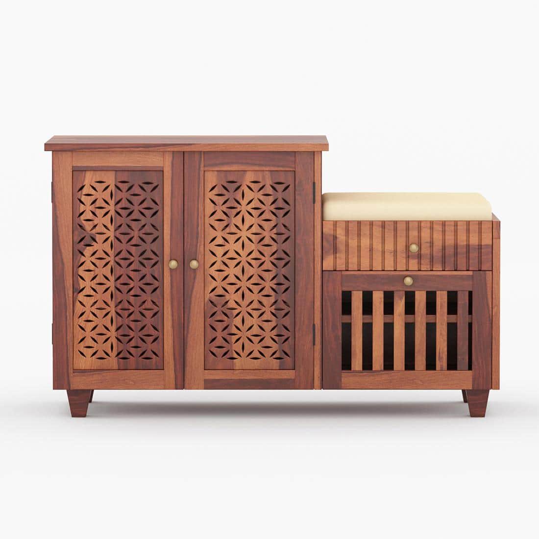 Cayman Shoe Rack Of 20 Pairs In Honey Oak Color