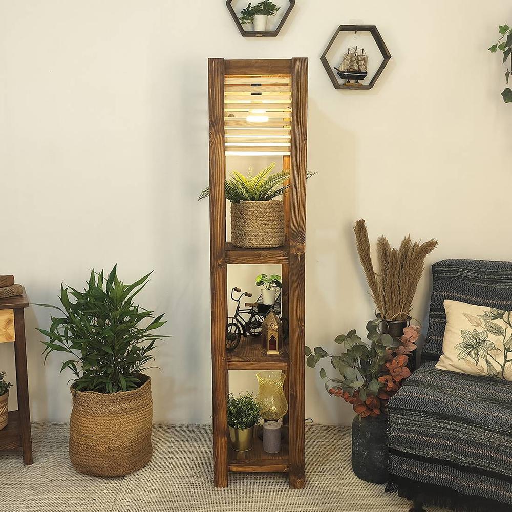 Lighthouse Beige Solid Wood Floor Lamp with Beige Solid Wood Base