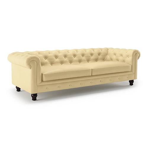 Winchester 3 Seater Half Leather Sofa in Cream Colour