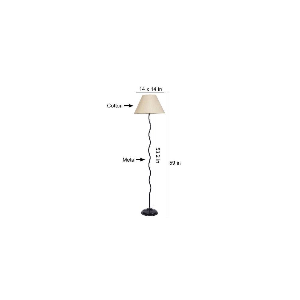 Kilian Off White Fabric Floor Lamp with Black Iron Base