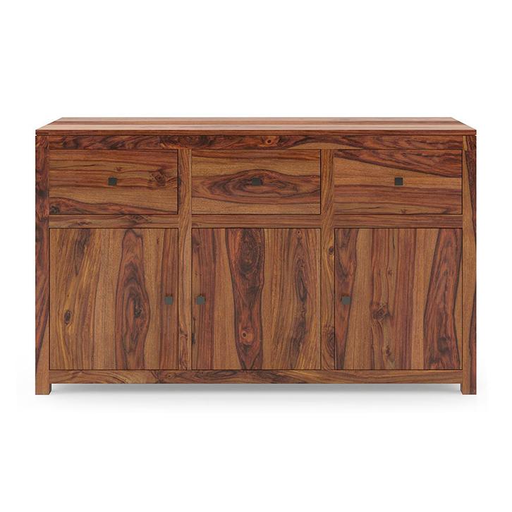 Striado Solid Wood Sideboard in Teak Finish