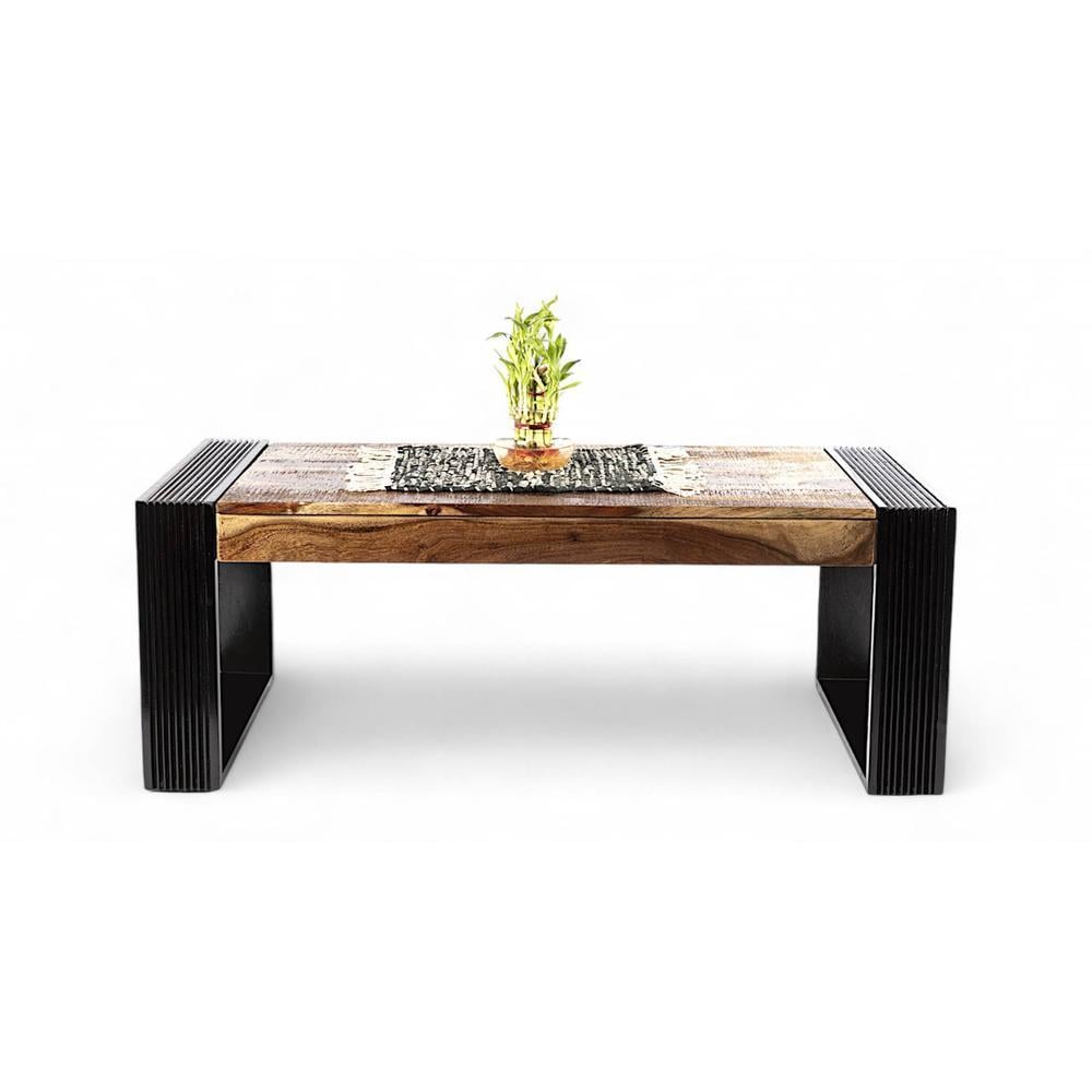 Hudson Sheesham Wood Coffee Table In Natural Rustic Wood Finish
