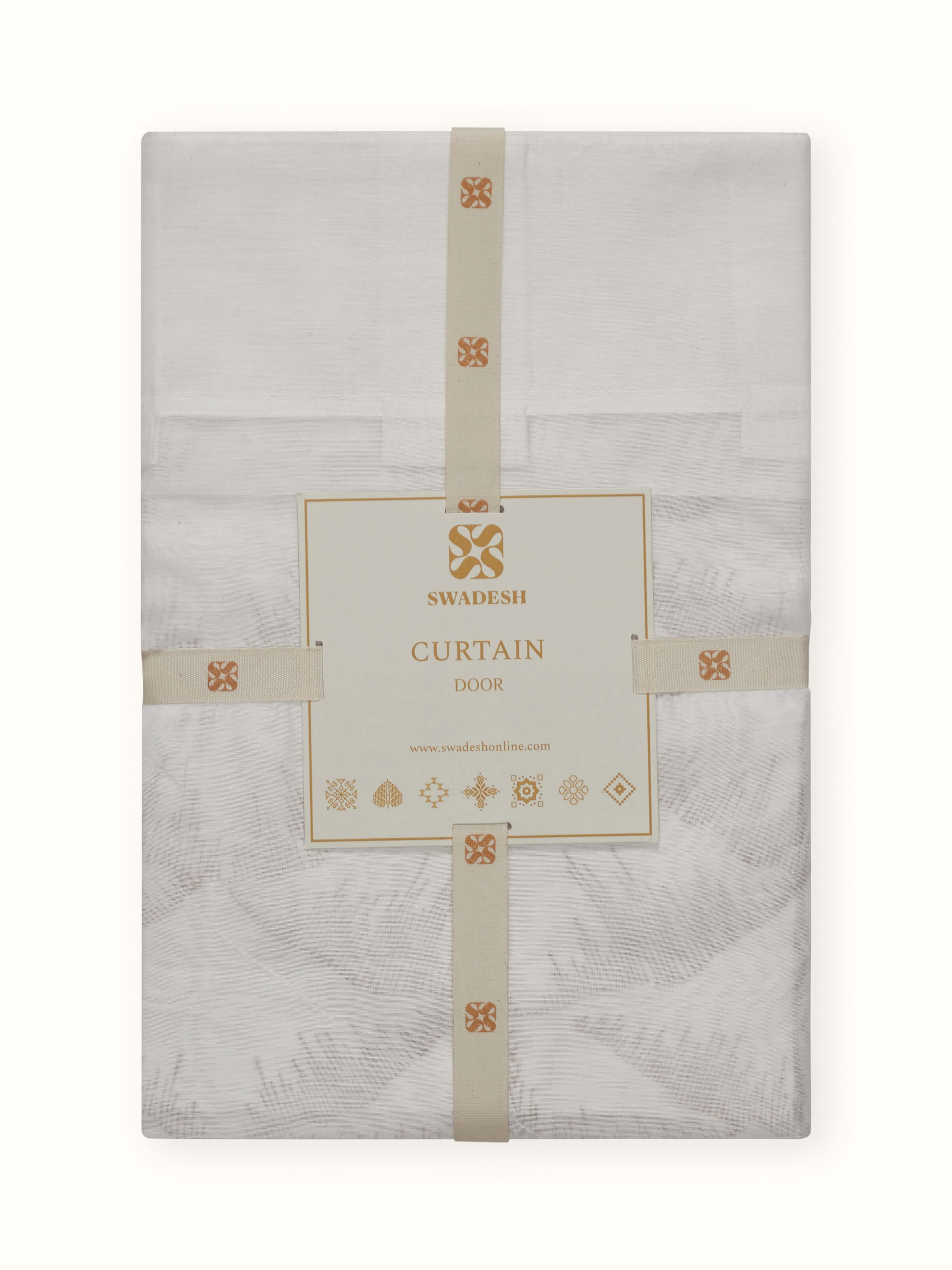 Parvat Beige Ombre Cotton Silk Sanganeri Hand Block Printed Curtain (7 Ft)