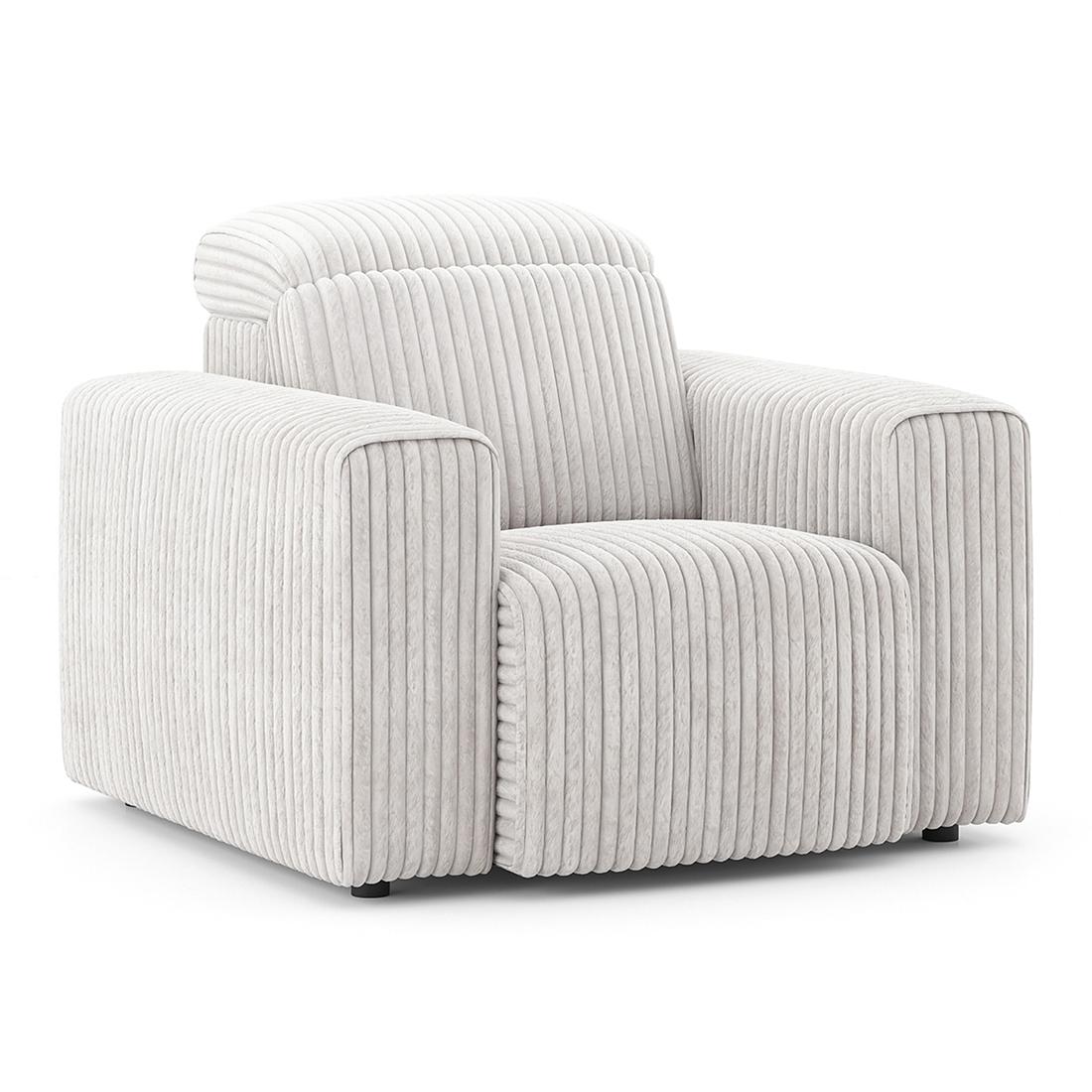 Gretta 1 Seater Fabric Sofa With Adjustable Headrest In Cloud White