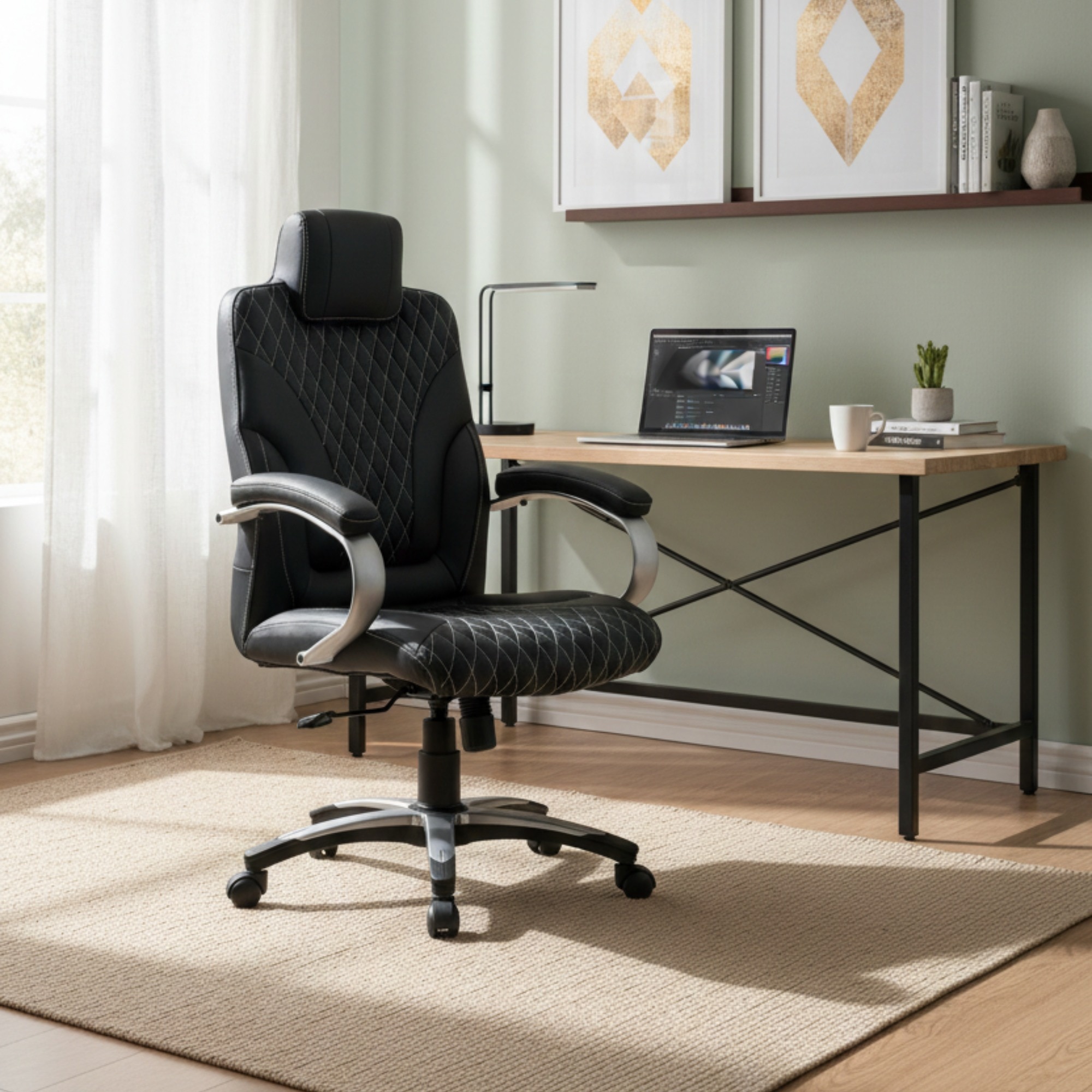 Adiko Puffy Director Chair With Headrest In Black - Adiko Systems