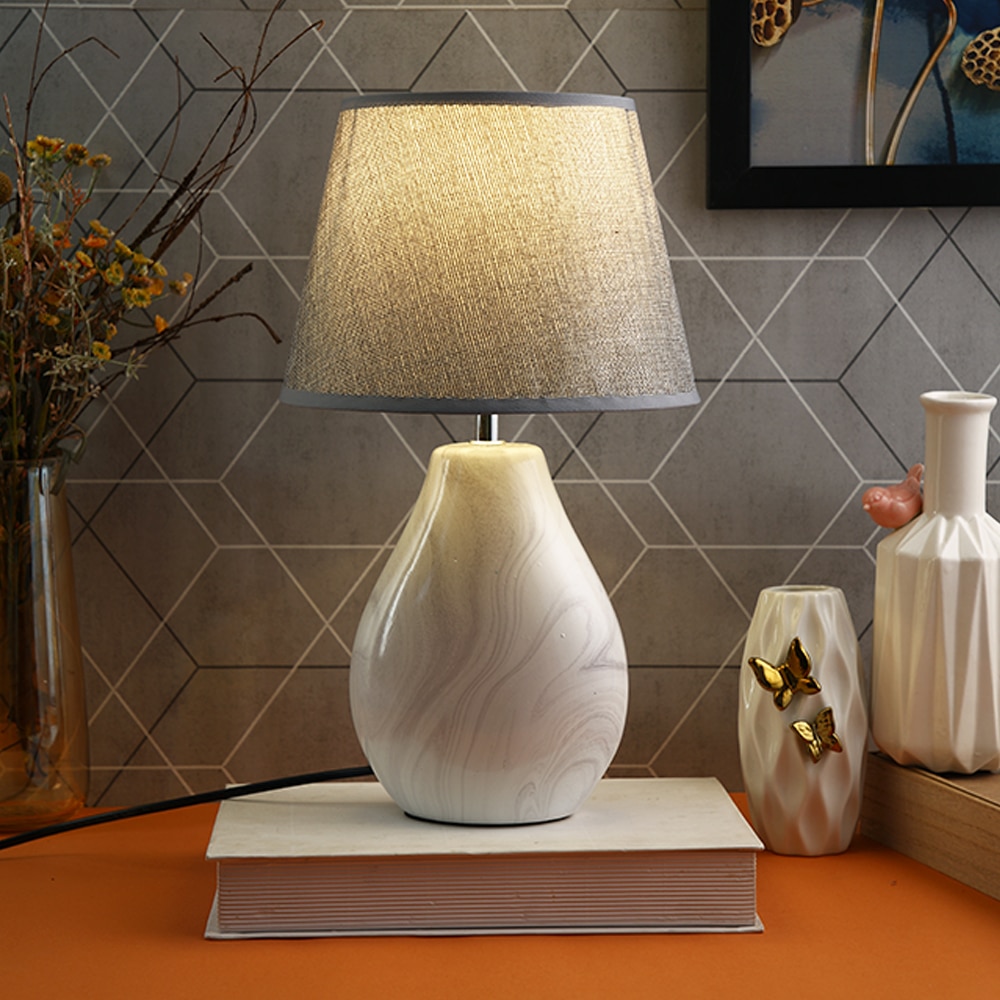 Marble Print Table Lamp Grey Sophisticated Design