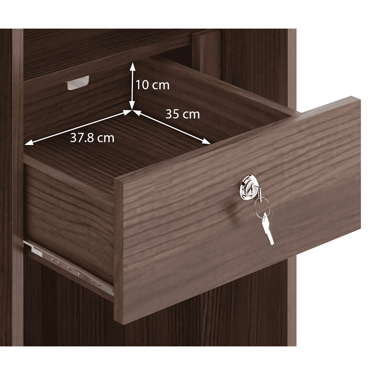 Hilton 3 Door 1 Drawer Wardrobe With Mirror and Lock in Chestnut Acacia Finish