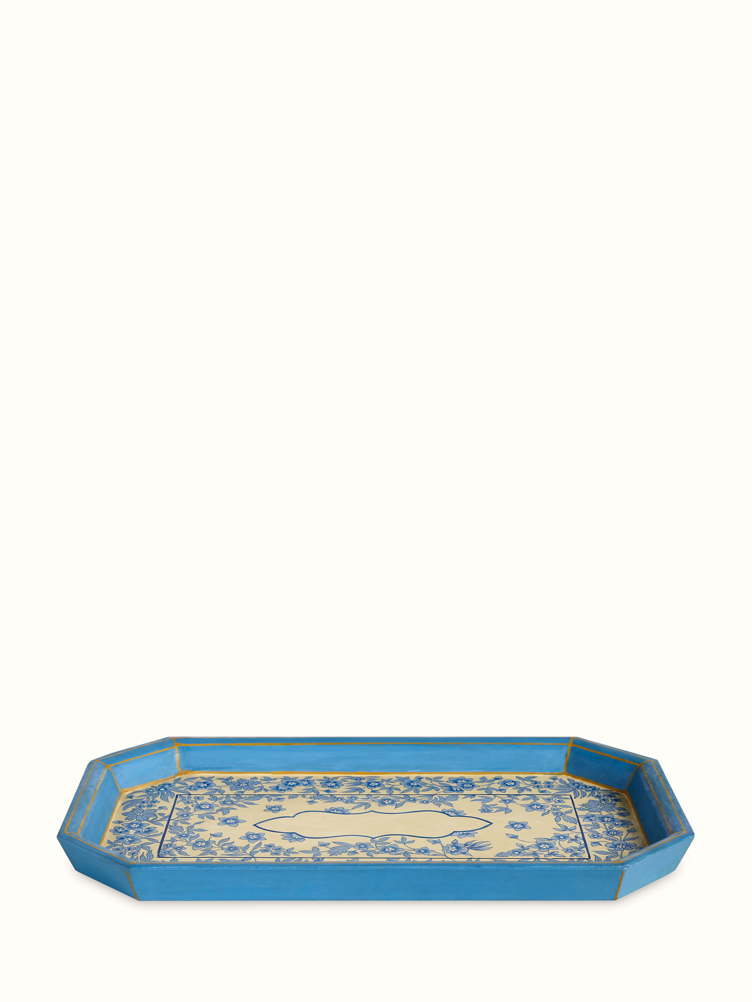 Papier-mache decorative tray in multicolor with vibrant traditional design.