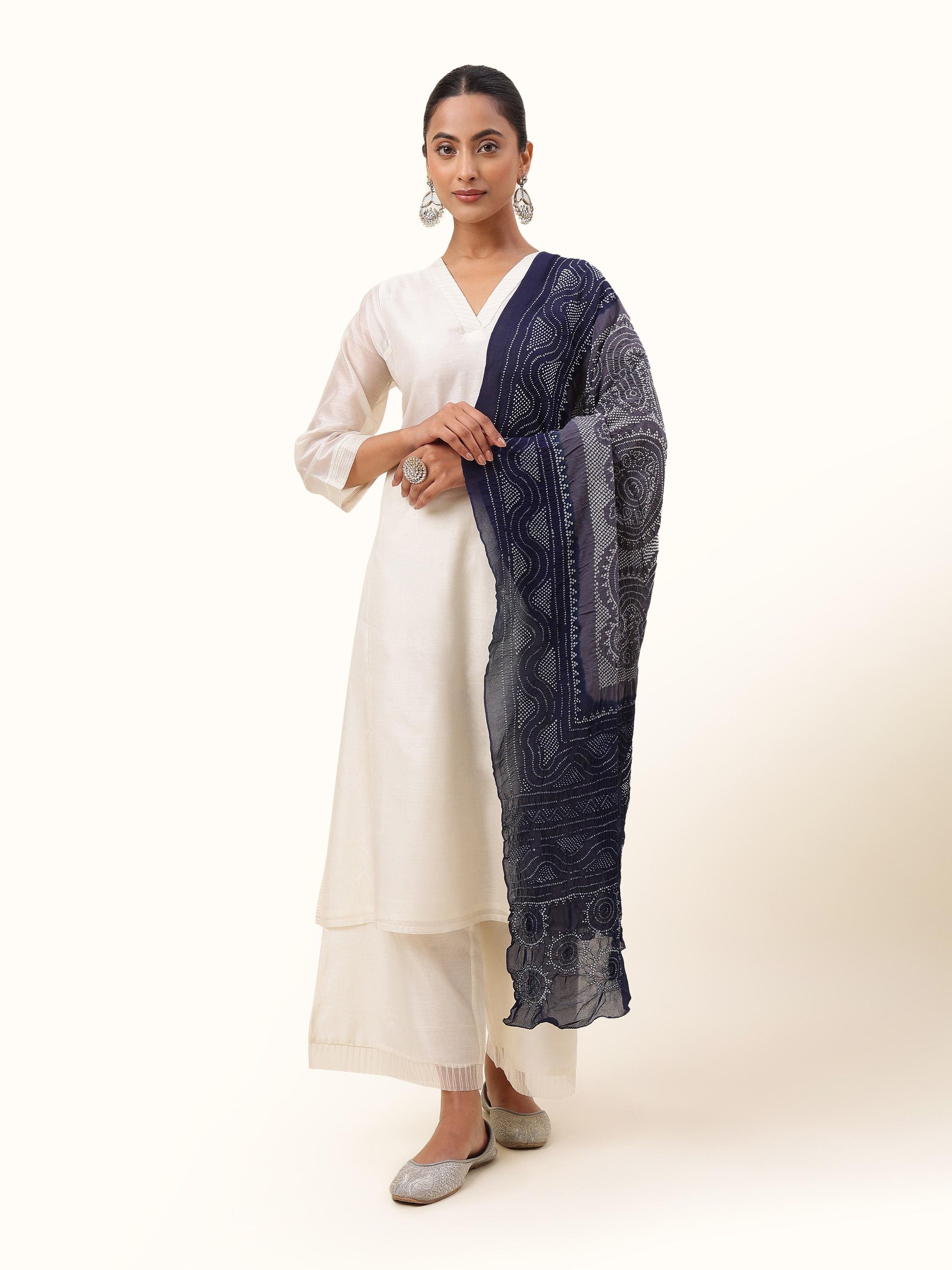 Blue Georgette Bandhani Tie & Dye Dupatta