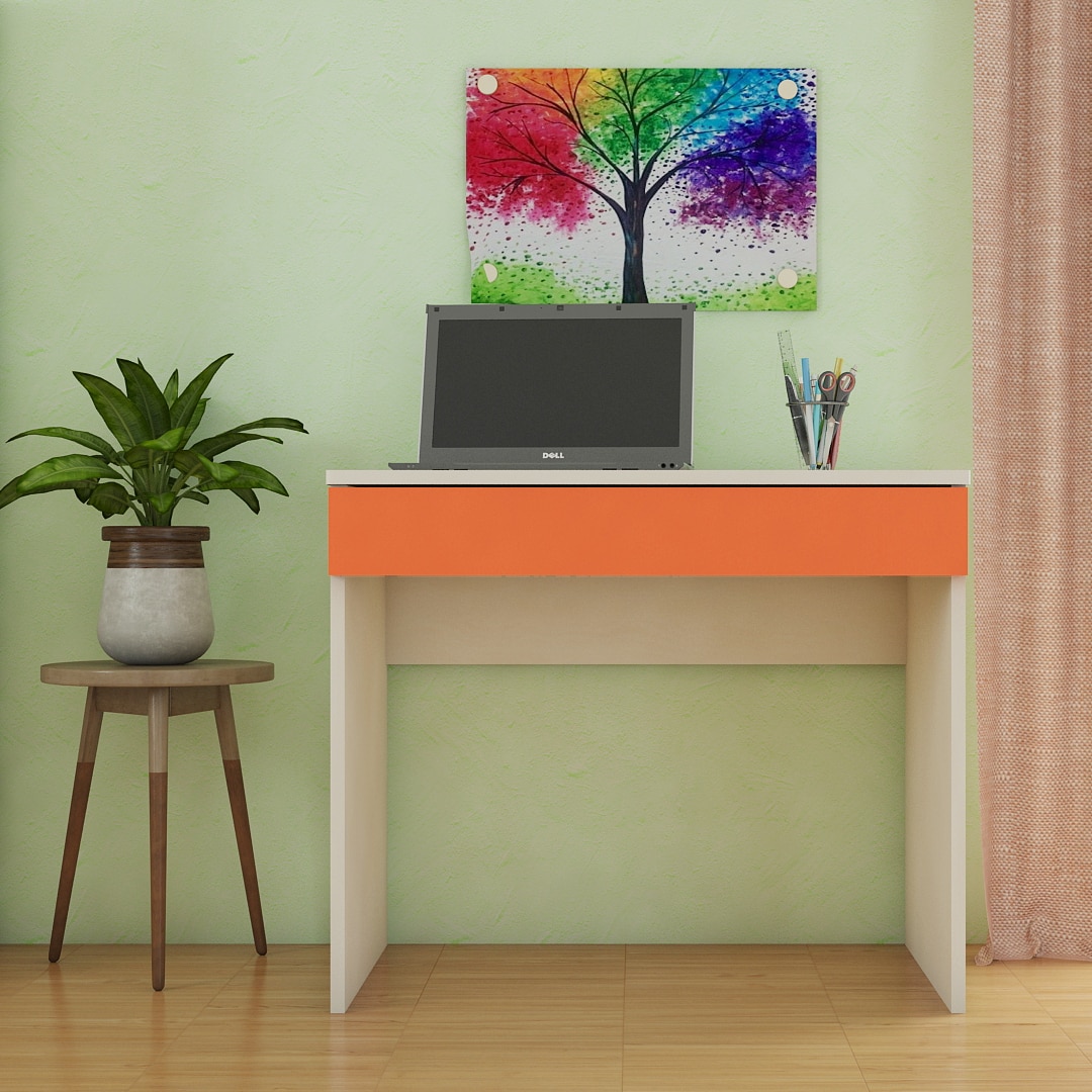 Primera Kids Study Desk with Drawer in Light Woodgrain Finish Light Orange Colour