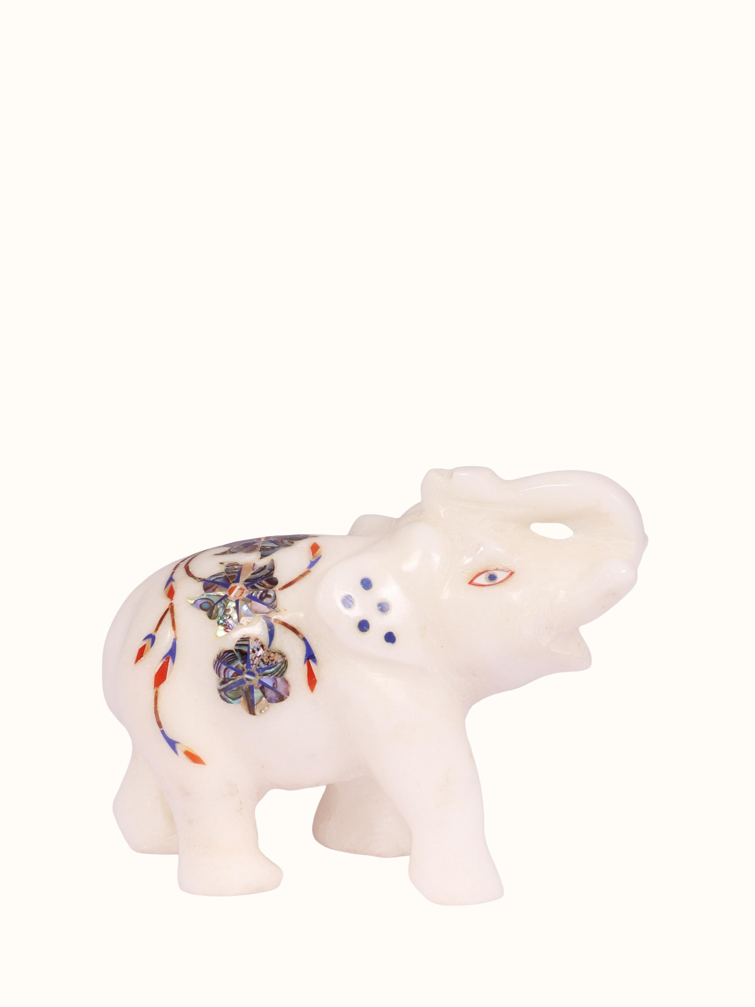 Side view of Pacchikari Elephant Marble Figurine
