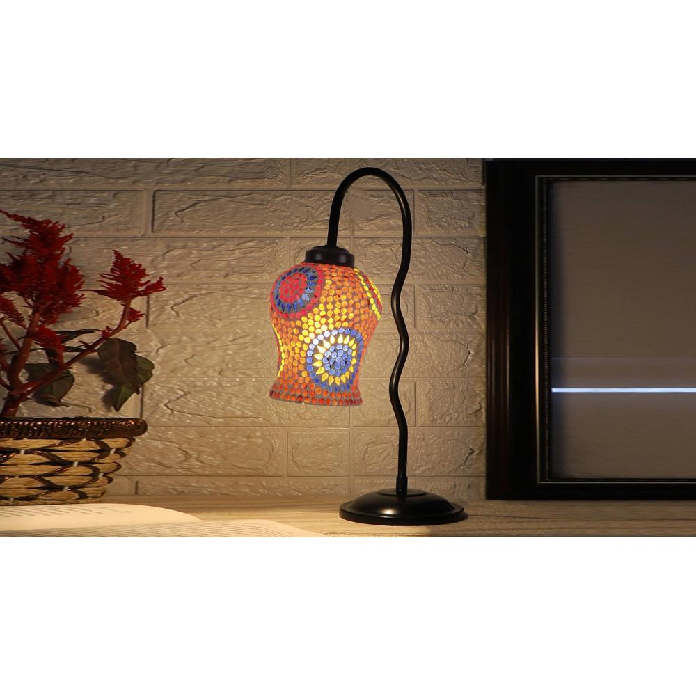 Multicolor Mosaic Glass Zig Zag Curvy Table lamp with Iron Base (EN08)