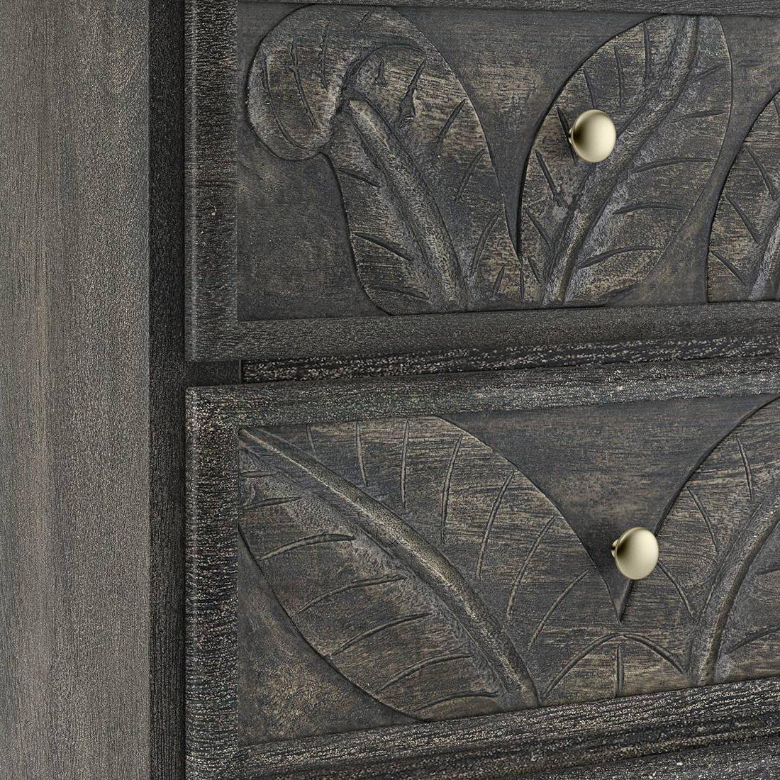 Elisa Solid Wood Chest of 4 Drawers in Antique Grey Finish