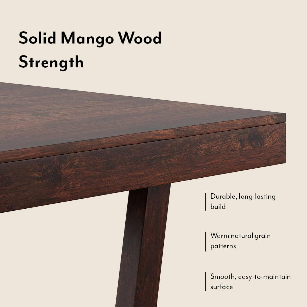 Caprica 6 Seater Dining Table In Mango Walnut Finish