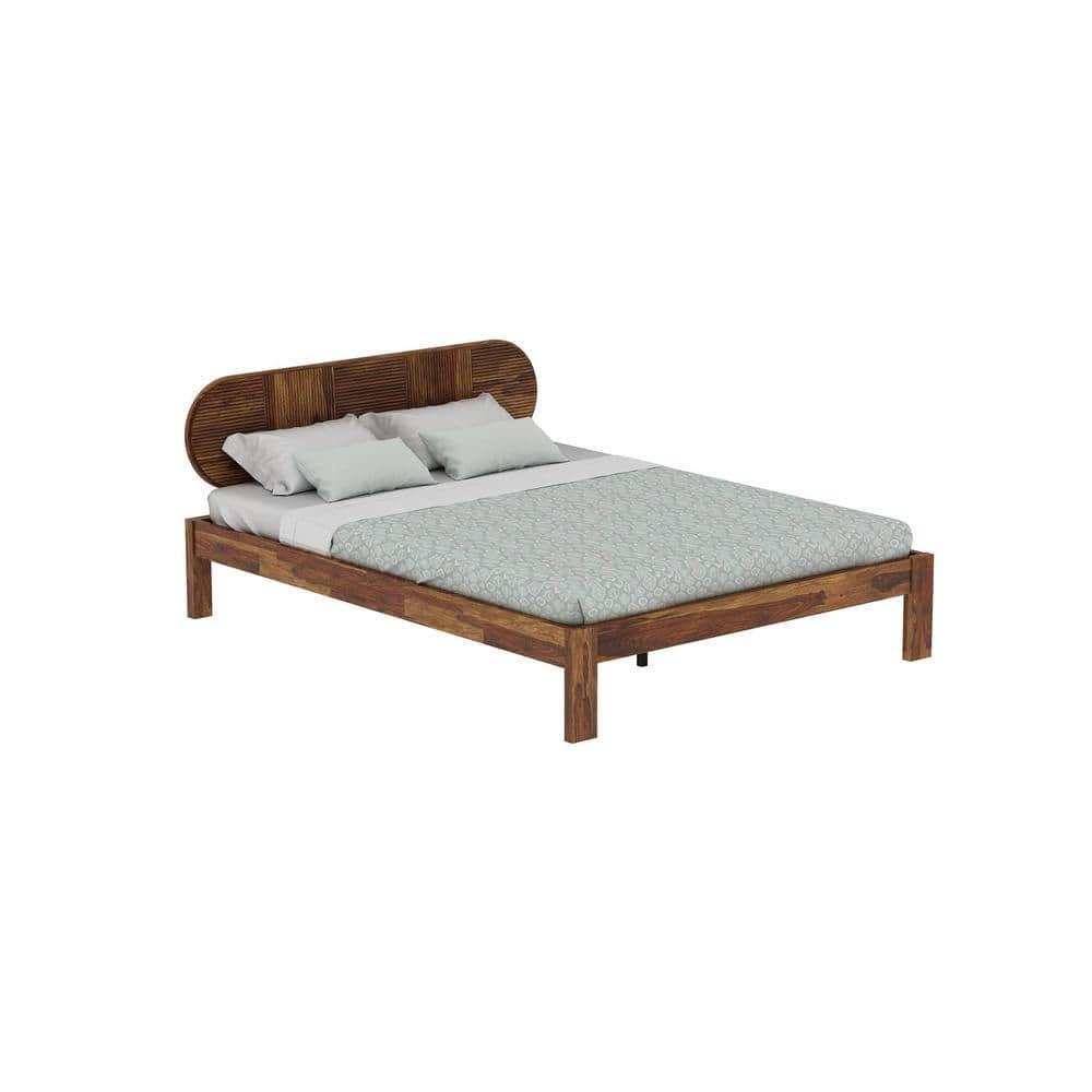 Woodwhiz Solid Wood Queen Size Non Storage Bed In Provincial Teak Finish