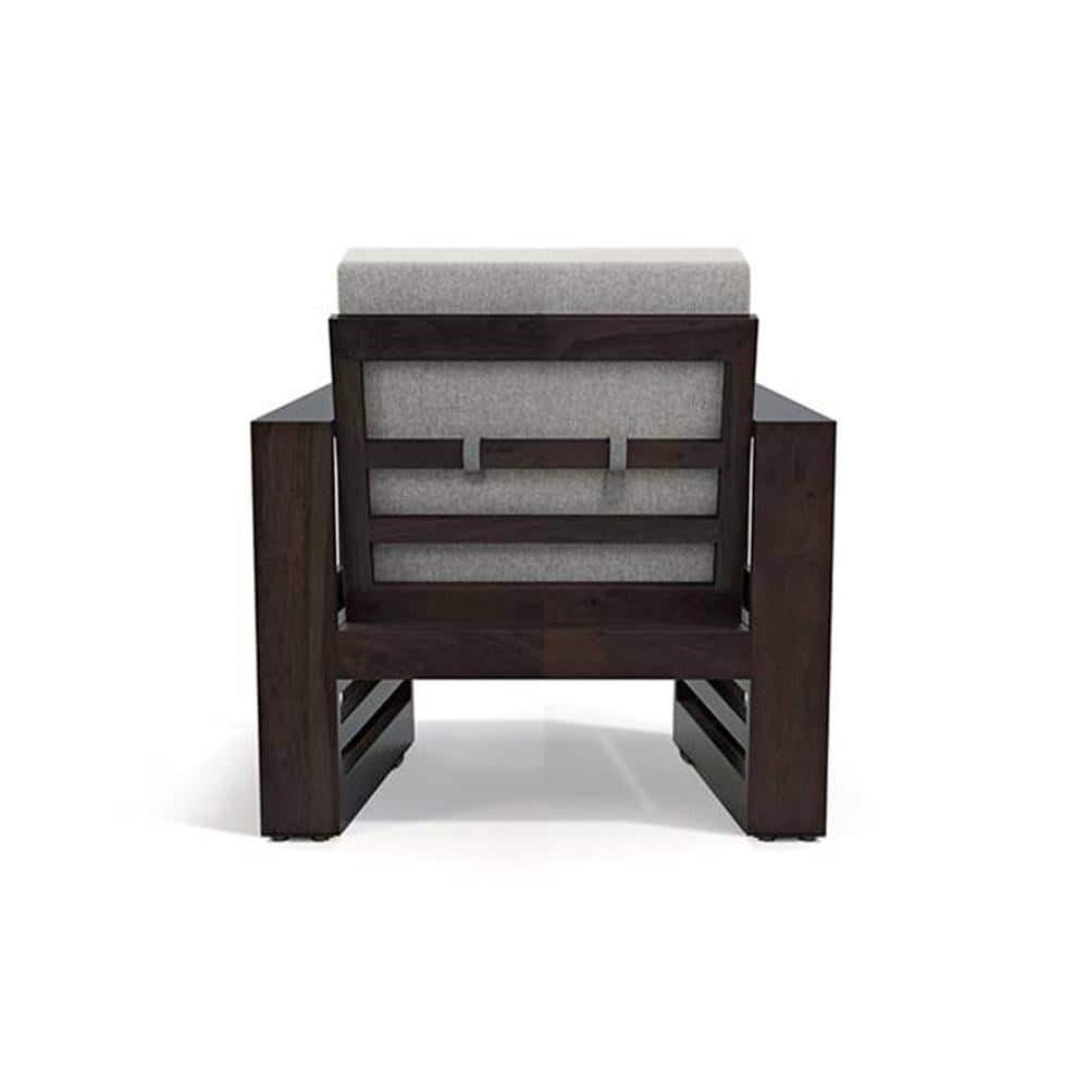 Parson 1 Seater Wooden Sofa In American Walnut Finish (Vapour Grey)