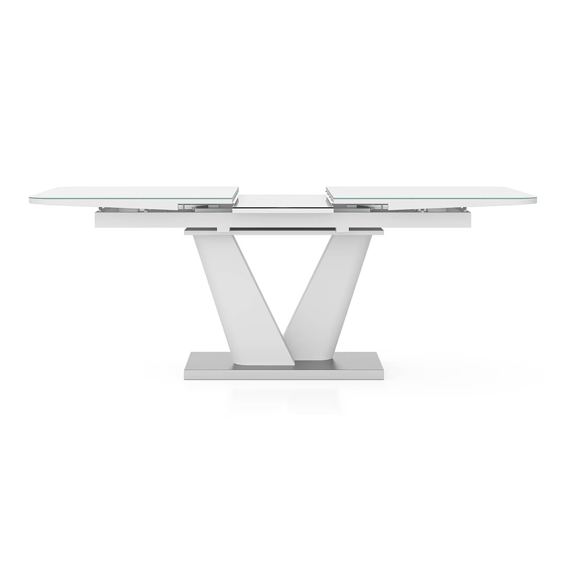 Caribu 6 to 8 Extendable Dining Table, Finish -White marble color High Gloss with set 0f 6 Casey Swivel Dining Chair in Dual Tone