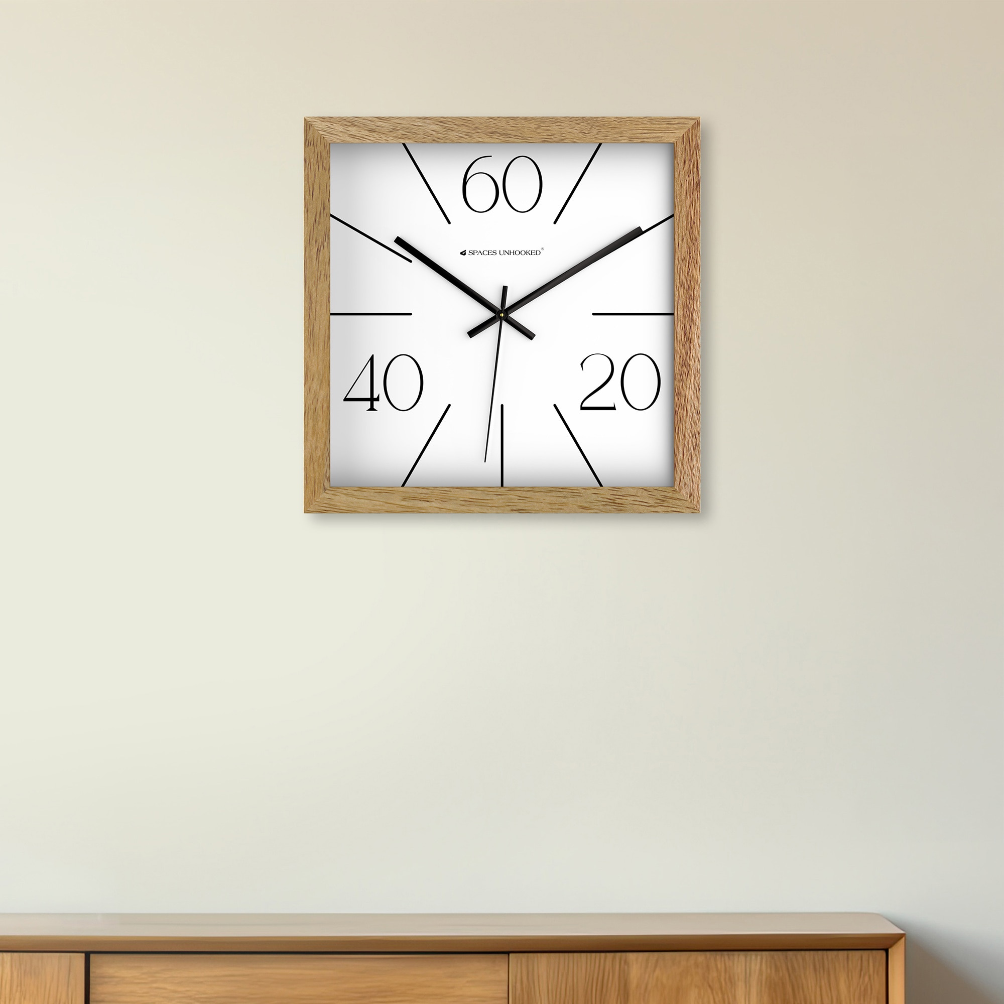 Wooden Wall Clock with 60-40-20 Index Design