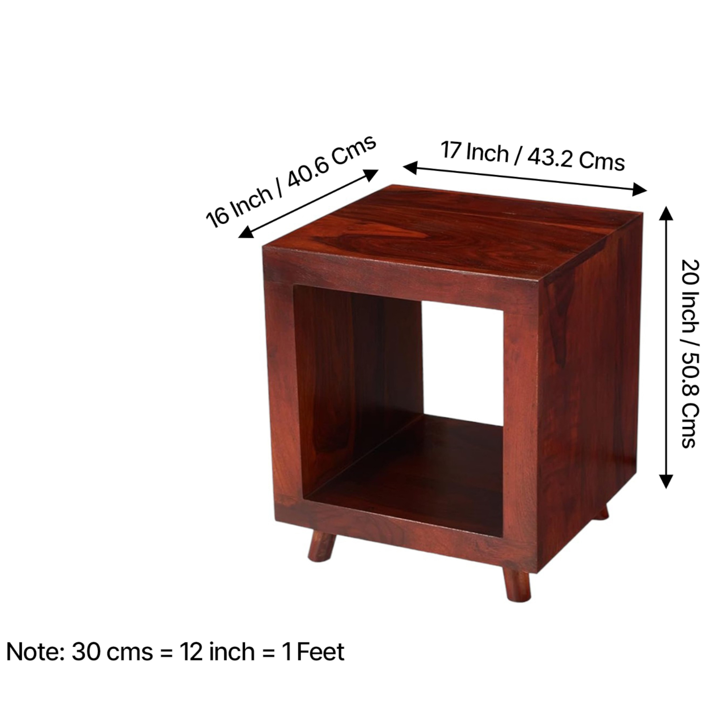 Berlin Sheesham Wood Contemporary Rectangle End Table Side Table In Honey Finish
