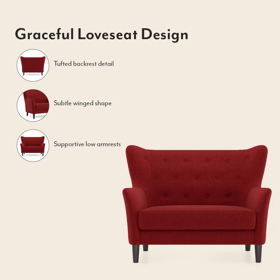 Frida 2 Seater Fabric Loveseat In Salsa Red Colour