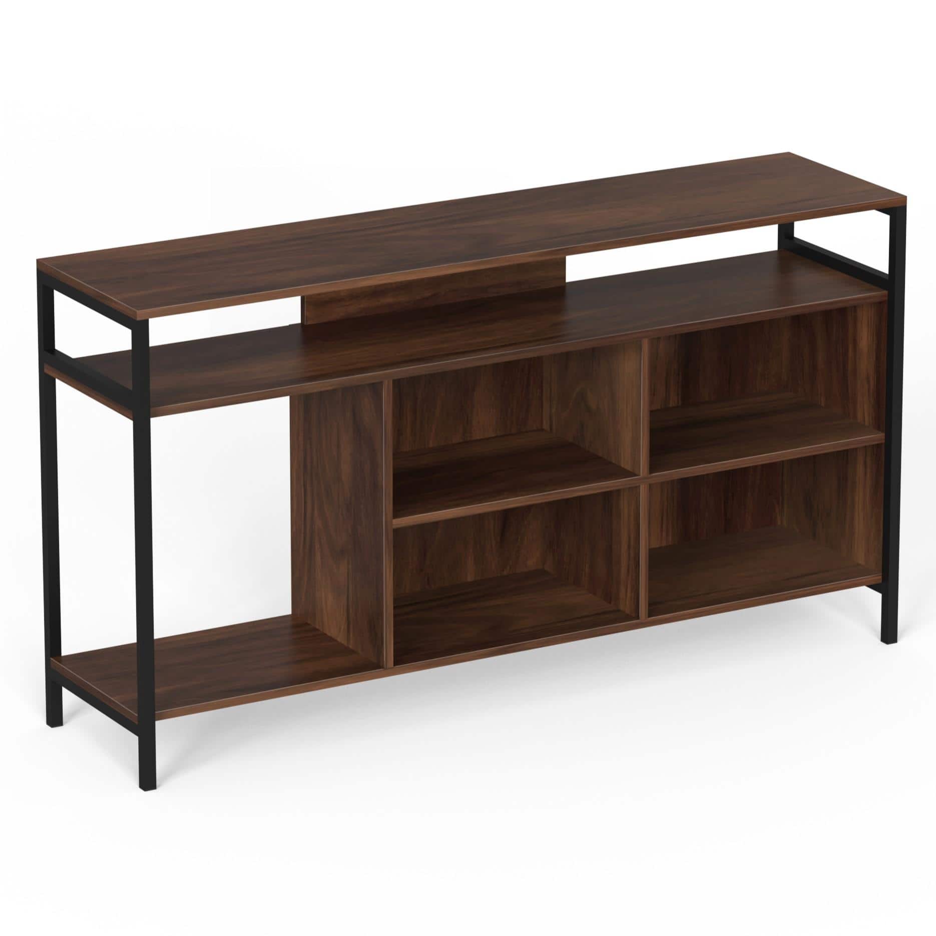 Duskin Engineering Wood Floor Standing Tv Entertainment Unit In Brown Maple Finish
