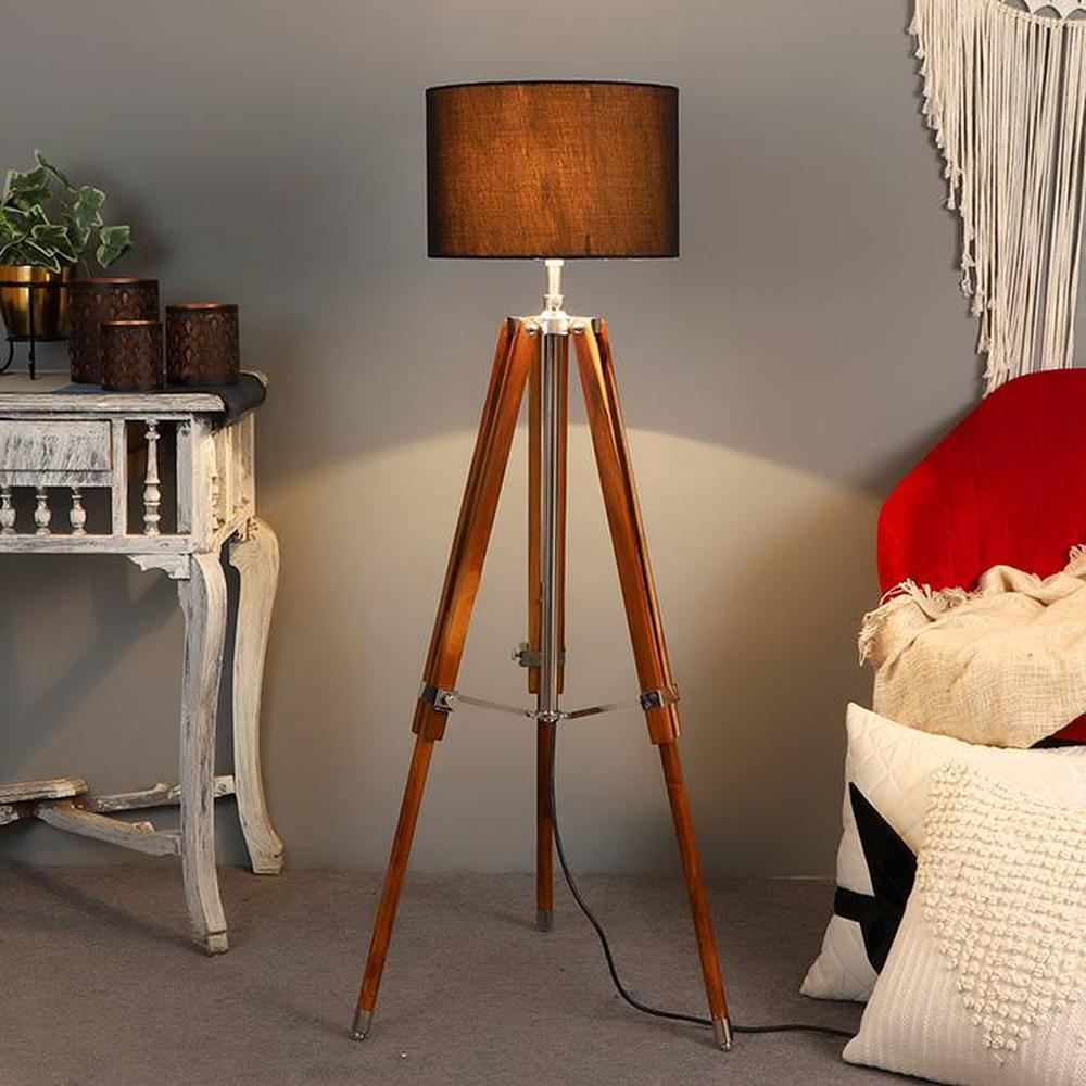 Remy Black Cotton Shade Floor Lamp