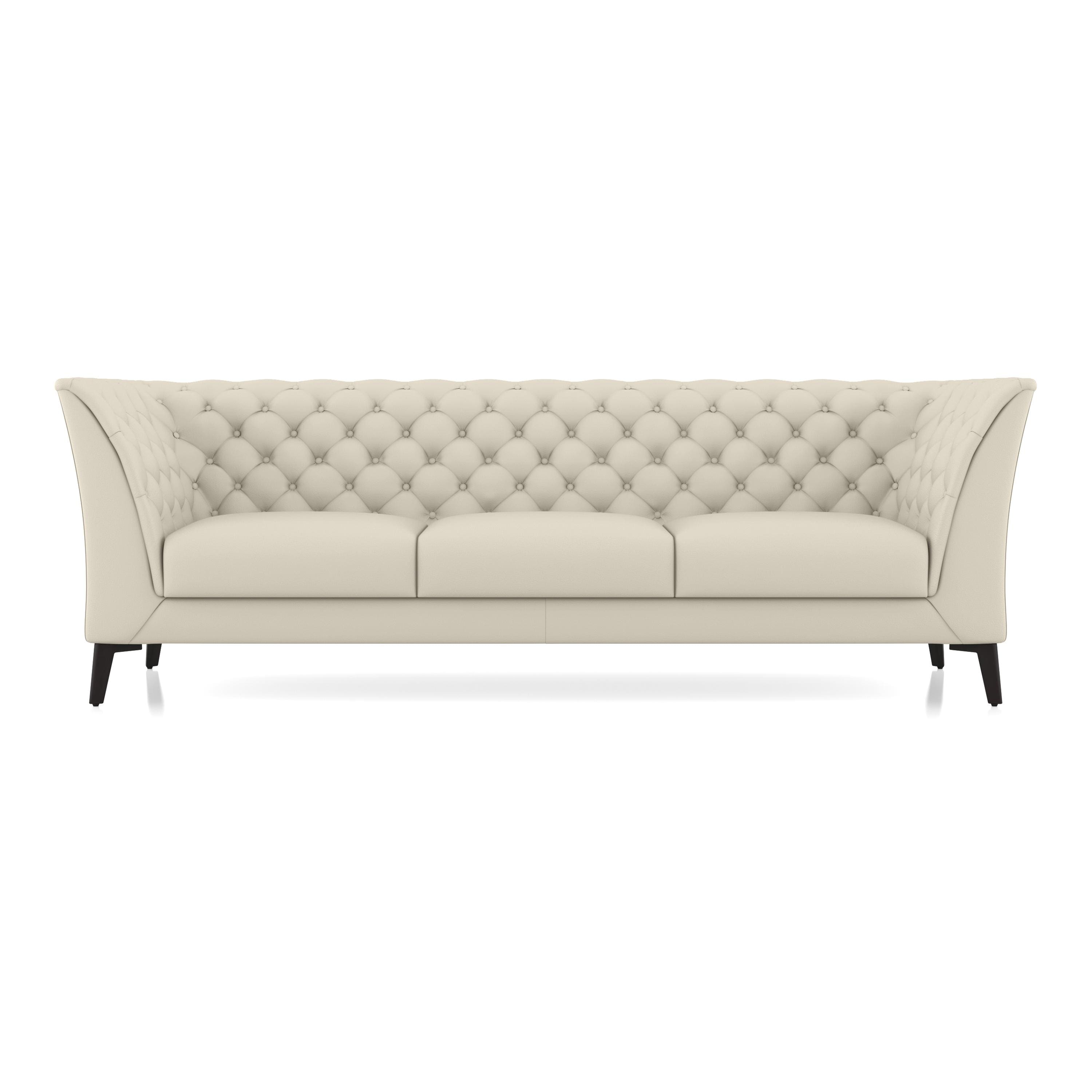 Weston 3 Seater Premium Italian Leather Sofa In Creme Frainche