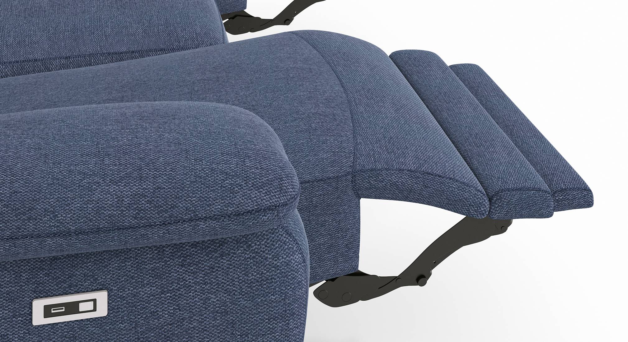 Emila Fabric Three Seater Motorized Recliner in Blue Colour