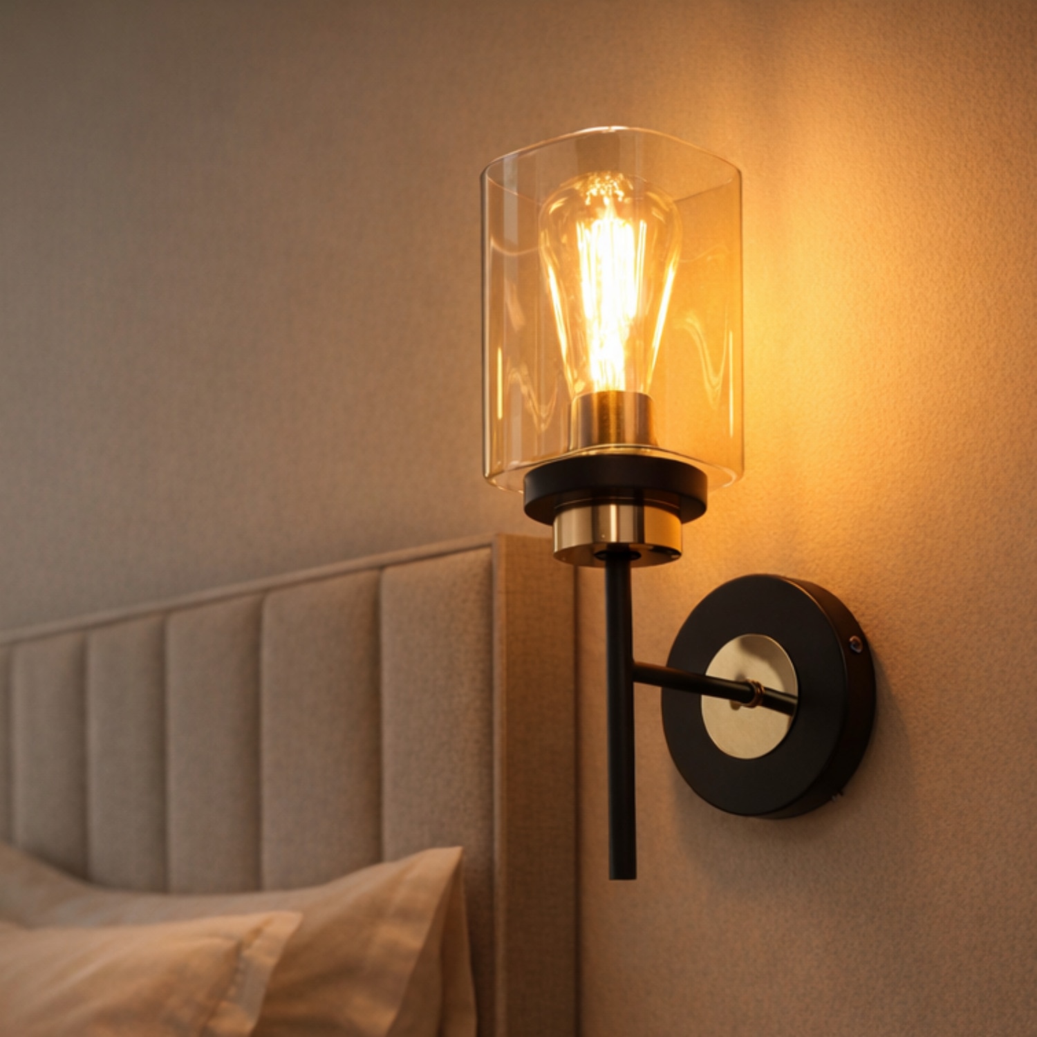 Eliante Modern Wall Lights Mild Steel & Glass Material Black, Gold & Champaign Finish - Eliante