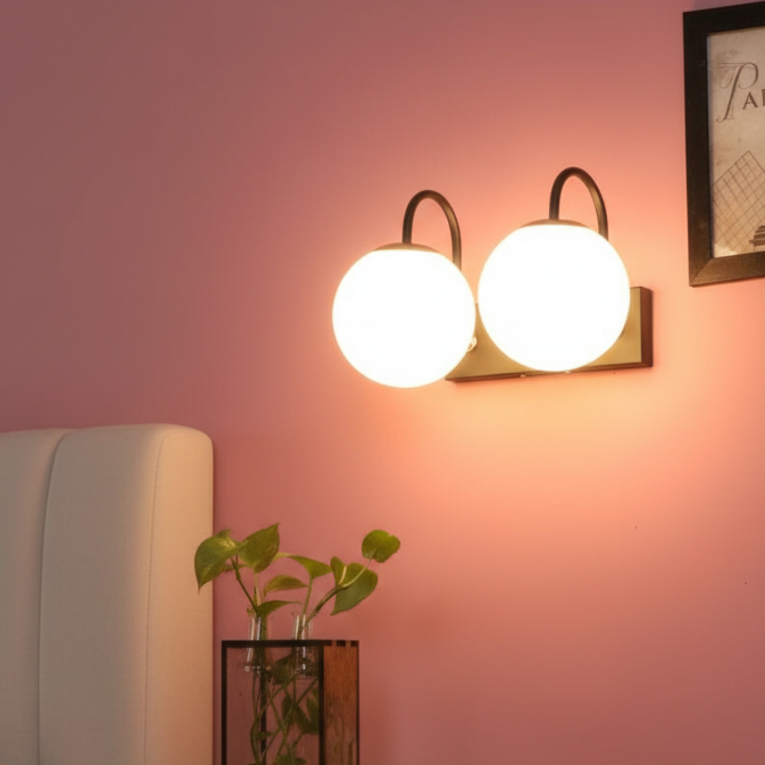 Eliante Modern Wall Lights Mild Steel, Glass & Glass Material Brown, Gold & White Finish - Eliante
