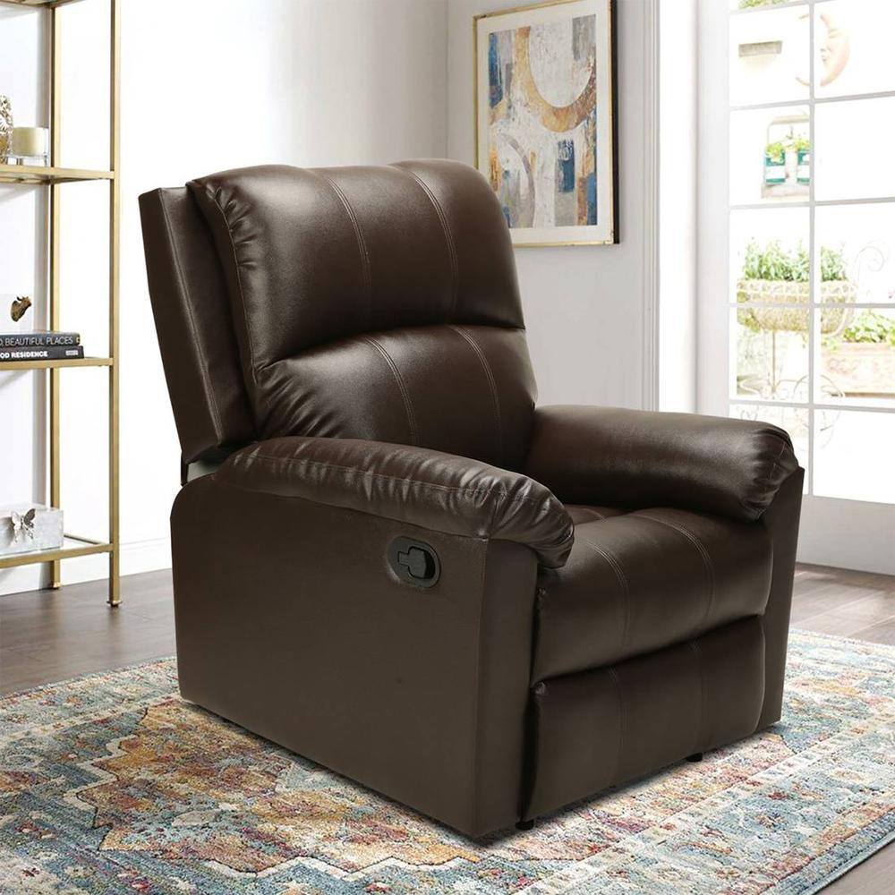 Chicago Leatherette One Seater Manual Recliner in Brown Colour