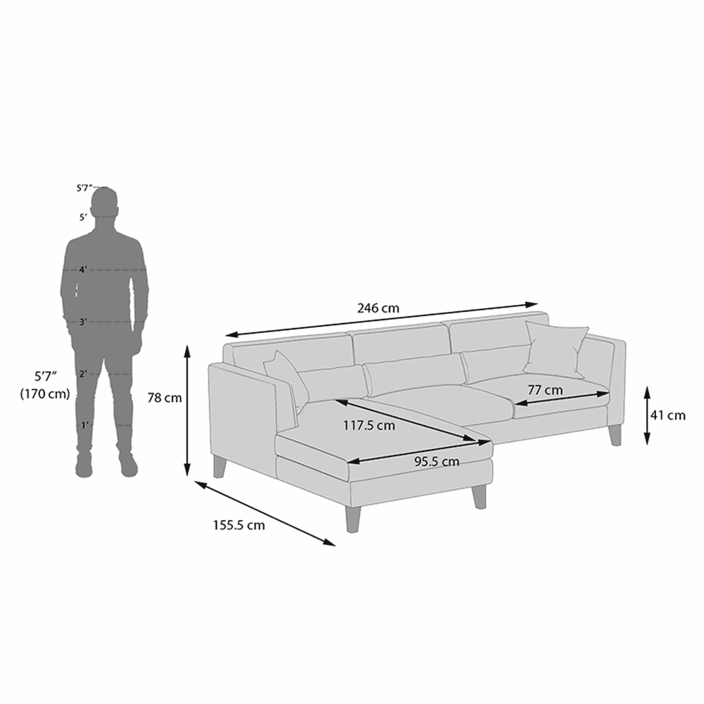 Lewis Sectional Sofa (Colour : Birch Beige, Cushion : Hard, Seater : Left Aligned 3 Seater + Left Aligned Chaise)