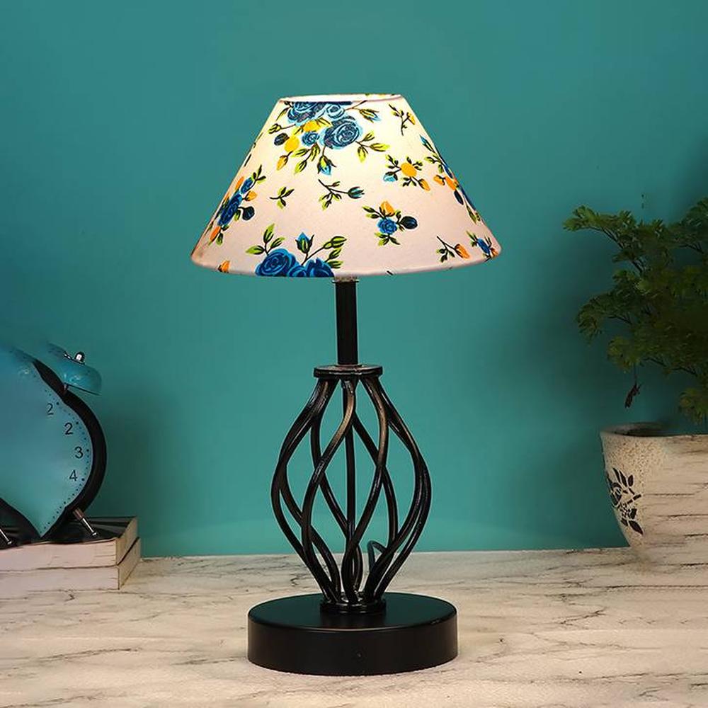 Myla Multicolor cotton Table lamp with Iron Base - Devansh
