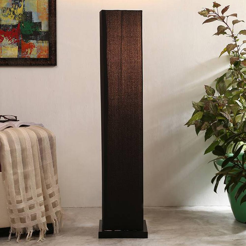 Claudette Black Cotton Shade Floor Lamp - Devansh